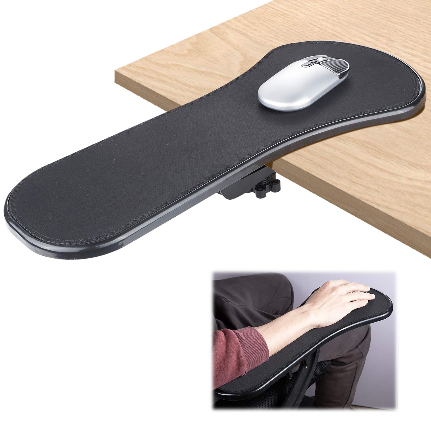 Ergonomic Adjustable Wrist Rest for Computer - Dual Purpose Desk & Chair Attachable Arm Support - Home & Office Use with Mouse Pad - Perfect for Gaming, Typing, and Long Work Sessions