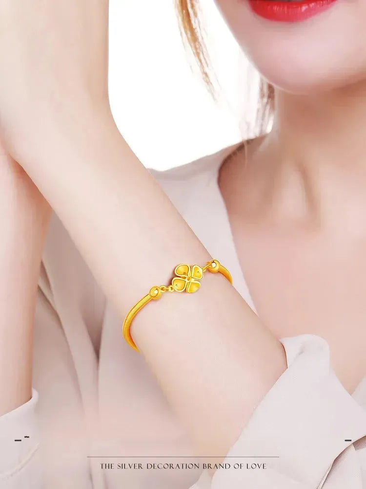 24K Pure Gold Bracelet for Women - 999 Solid Real Gold Bangle with Elegant Flower Design, Romantic & Classic Jewelry Gift for Anniversary, Valentine's Day - Trendy 2023 Collection (Perfect for Weddings, Parties & Special Occasions)