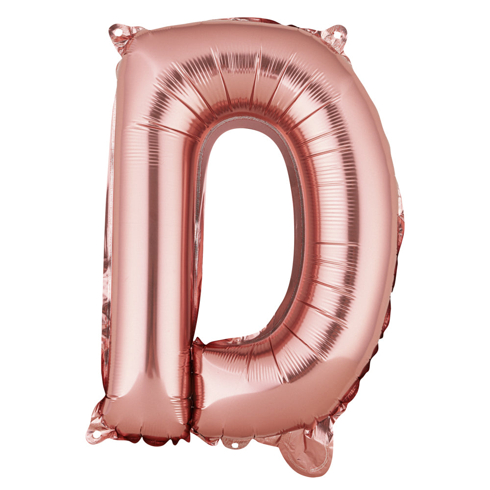 Rose Gold Mylar Letter D Balloon - 16 Inch Large Foil Alphabet Balloon for Birthday Party Decorations, Baby Shower, Wedding & Anniversary Celebrations