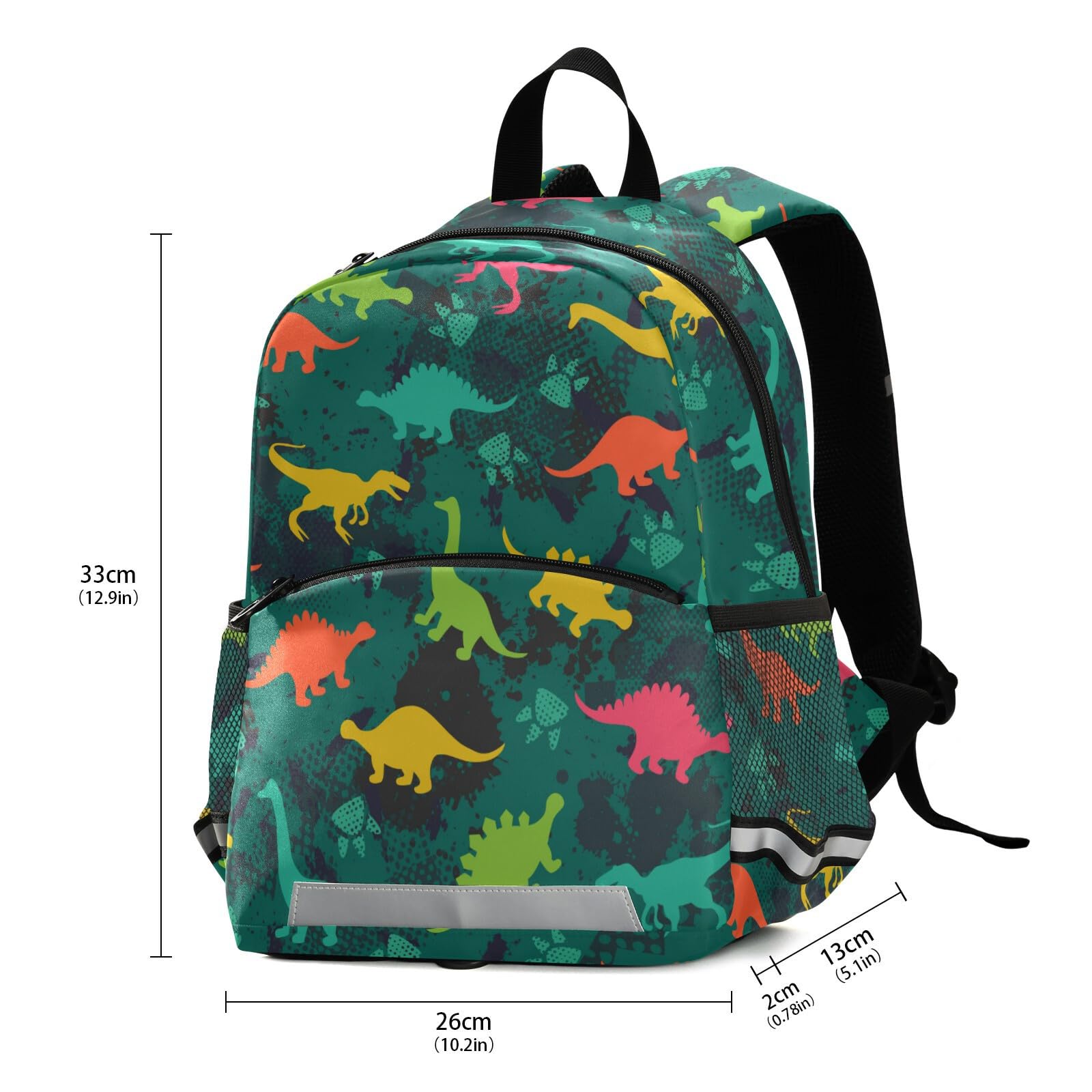 ZZKKO Dinosaur Themed Kids Backpack with Safety Leash - Anti-Lost Toddler Backpack for Boys & Girls, Preschool Daycare Bag (Green) - Perfect for School, Travel & Outdoor Adventures