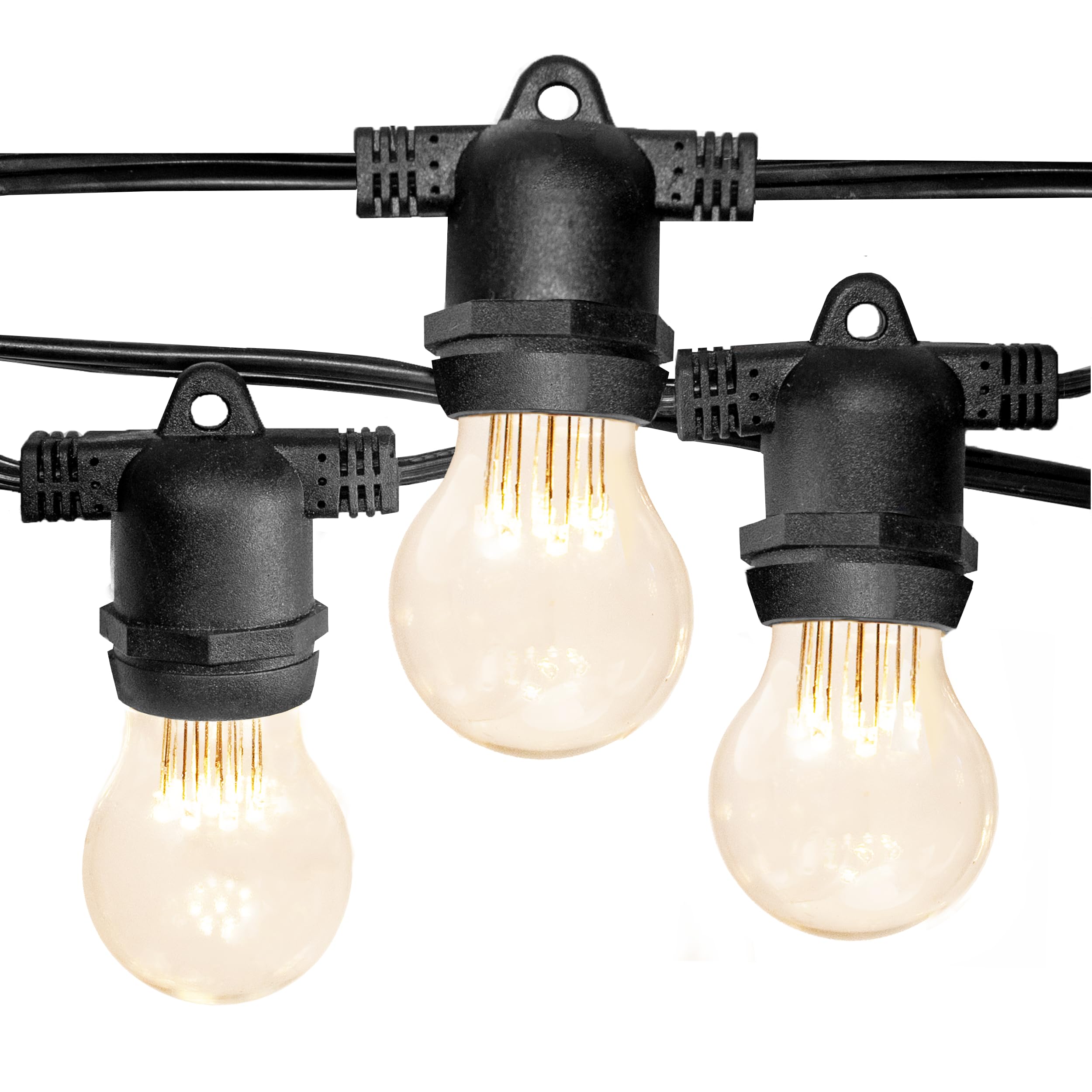 Commercial Grade E26 LED String Lights - 50ft 25 Socket Outdoor/Indoor Lighting with 16 Gauge Wire & 1W A15 Bulbs - Perfect for Patio, Garden, Restaurant, and Wedding Decor