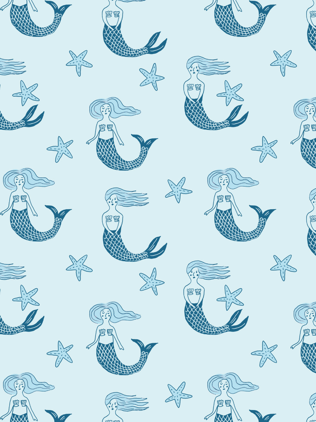 Mermaid Themed Wallpaper by Tea Collection - Blue Ocean Design for Kids' Room & Nursery Decor