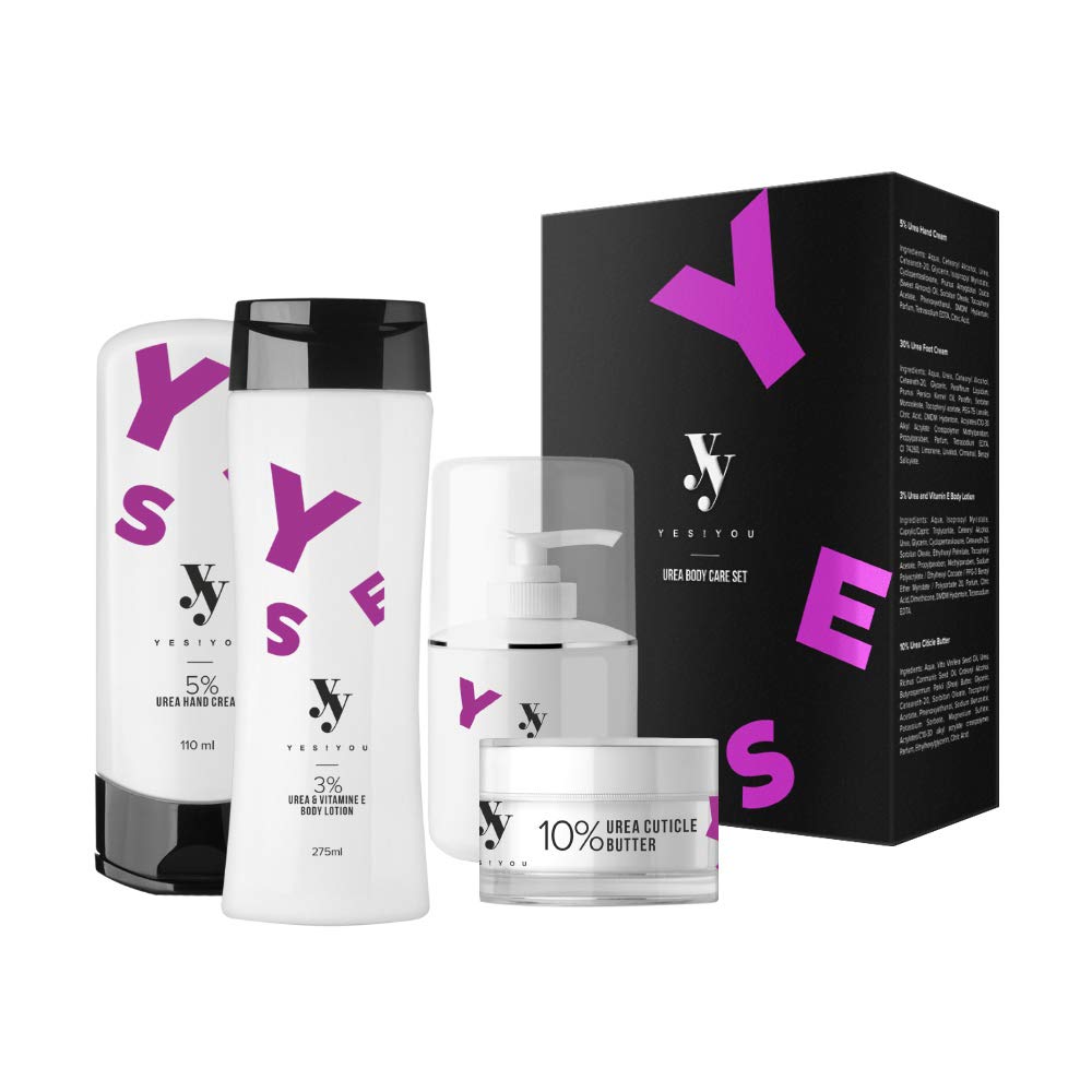 Yes!You Urea Body Care Set - Moisturizing Hand Cream, Foot Cream, Body Lotion & Cuticle Butter (4-Piece Kit) | Dry Skin Relief for Hands, Feet & Body | Perfect for Winter Care & Cracked Heel Treatment