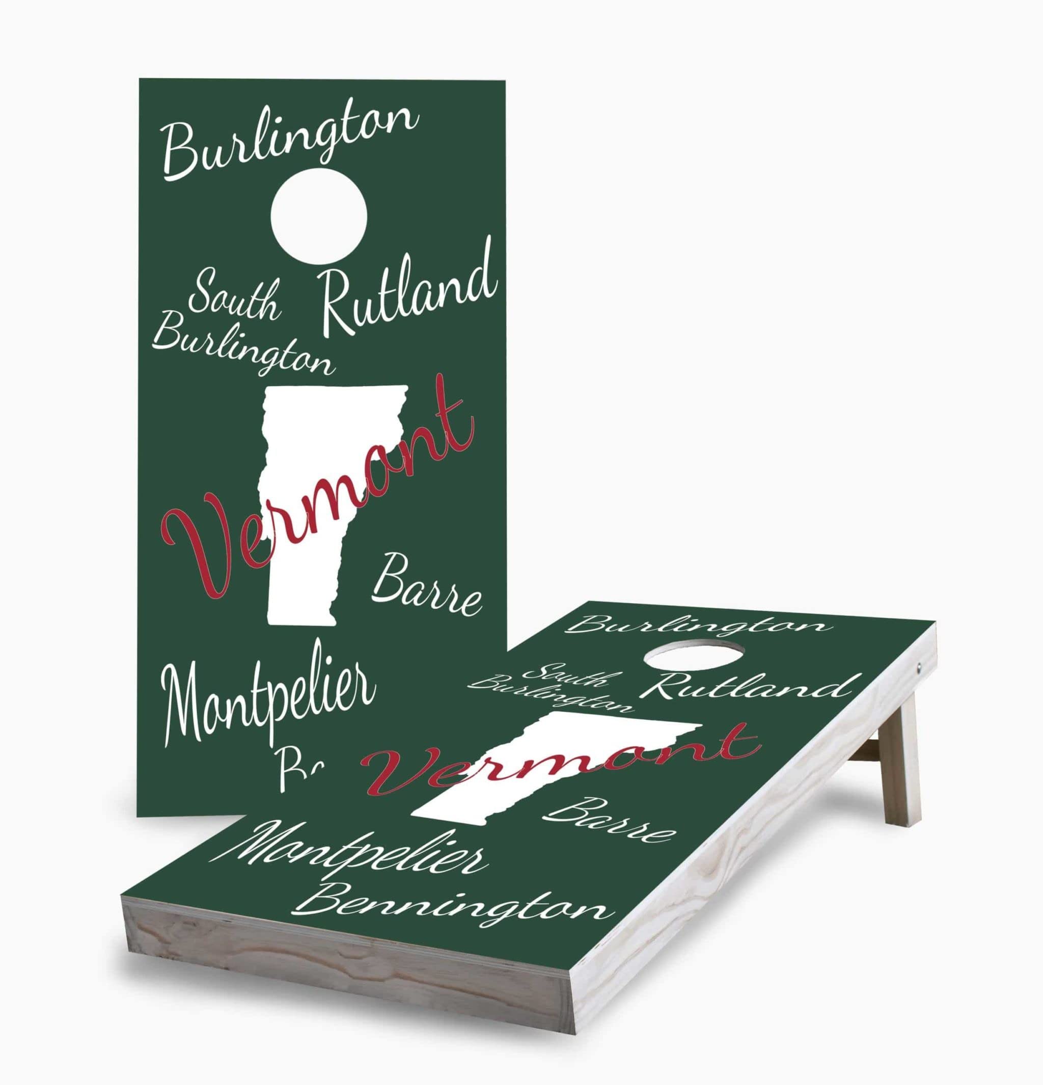 Vermont State Pride Corn Hole Game Set - 2 Boards & 8 Bean Bags with Accessories - Outdoor Lawn Games for Backyard, Tailgating, and Parties