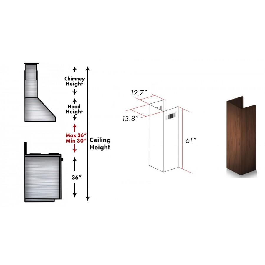 ZLINE 61-Inch Wooden Chimney Extension for 12.5 ft Ceilings - 369AW E Model - Perfect for Kitchen Range Hood Ventilation & Home Improvement Projects