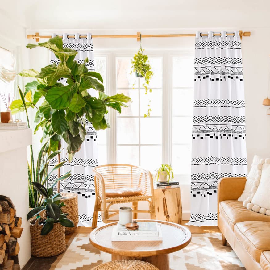 Cute Blackout Curtains for Girls Bedroom - 84 Inch Hygge Aesthetic Semi Blackout Window Drapes, Scandinavian Modern Black & White Decor for Living Room & Teen Room - Perfect for Cozy & Stylish Home Decor