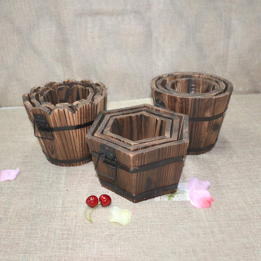 Handmade Carbonized Wood Succulent Planter Pot - Small Decorative Flower Pot for Desk, Office & Home Decor - Perfect for Succulents, Cacti & Air Plants