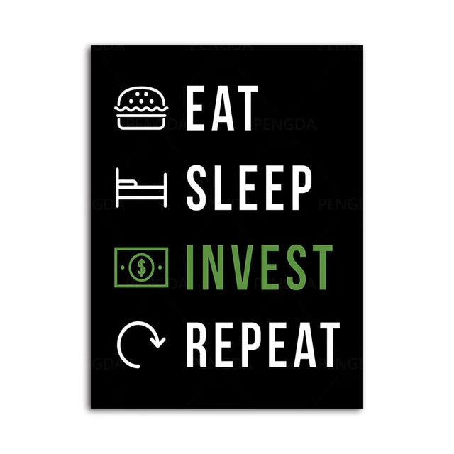 Motivational Wall Art - 'Money Is Calling Eat Sleep Invest Repeat' Inspirational Quote Canvas Print for Office, Bedroom & Home Decor - Perfect Gift for Investors & Entrepreneurs