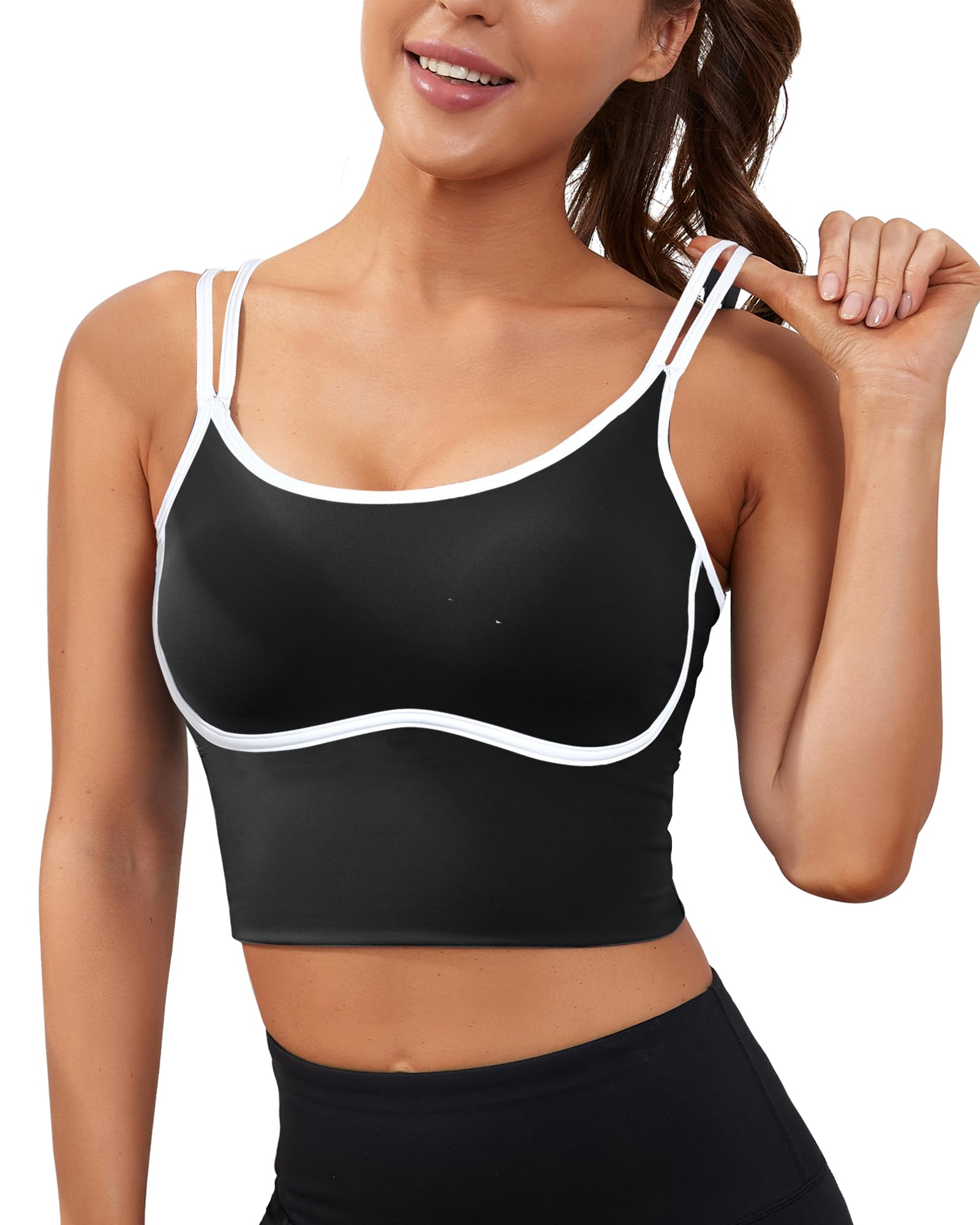 XUNYU Women's Longline Sports Bra - High Support Workout Top with Built-in Bra, Yoga Tank Top, Scoop Neck Athletic Shirt for Running, Gym & Yoga | Breathable & Comfortable Activewear