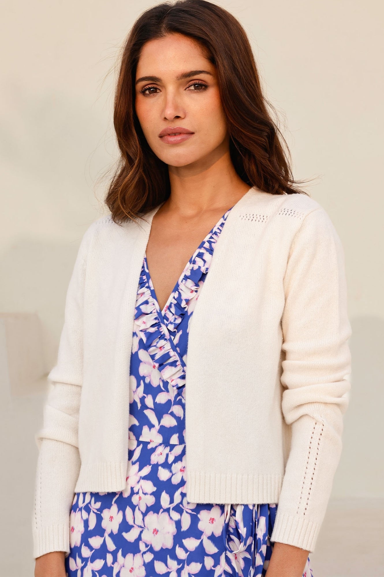Premium Merino Wool Edge-to-Edge Cardigan for Women - Soft Ivory Knit Sweater | Perfect for Office, Travel & Cozy Evenings