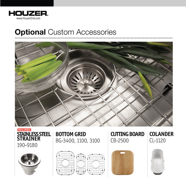 Houzer MGT 4120 1 Medallion Series 40 Stainless Steel Undermount Triple Bowl Kitchen Sink with 2 Basket Strainers - Perfect for Modern Kitchens, Restaurants & Heavy-Duty Cooking