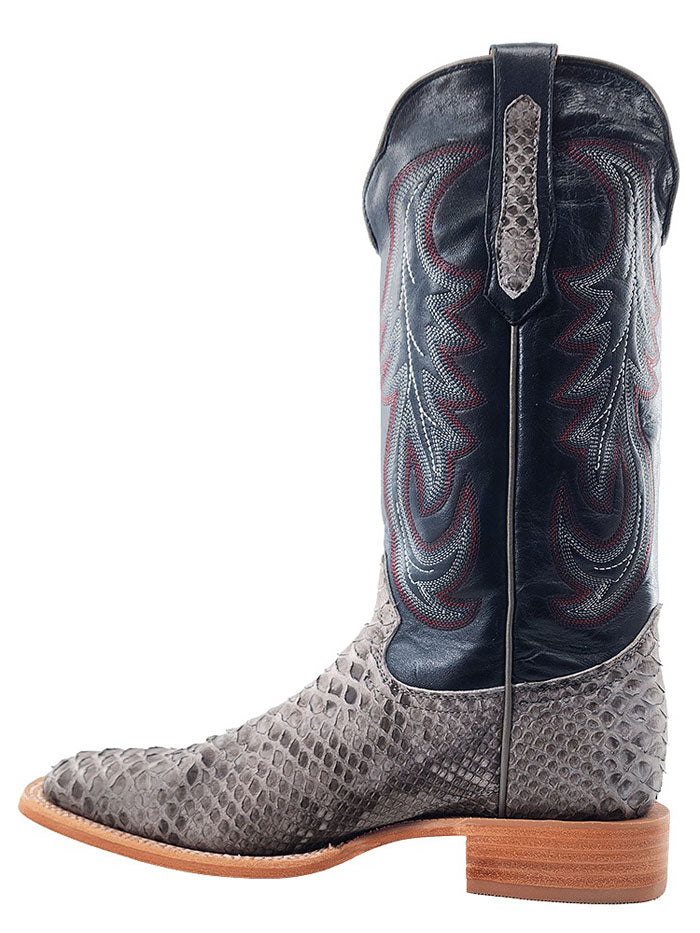 R.Watson RW7914 Men's Grey Suede Back Cut Python Western Boots - Perfect for Rodeo, Country Dancing & Cowboy Fashion