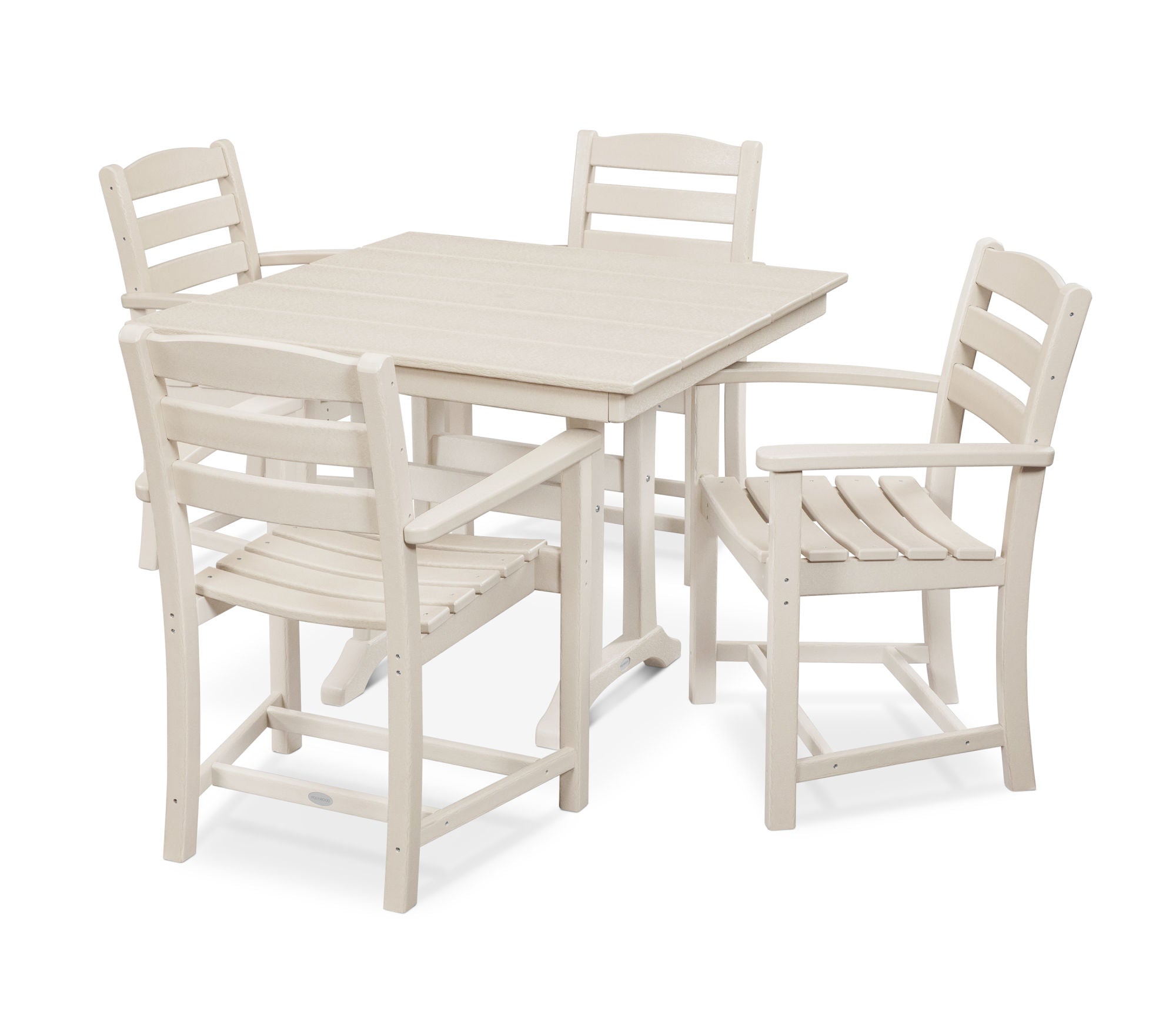 POLYWOOD La Casa Café 5-Piece Farmhouse Dining Set with Trestle Arm Chairs - Outdoor/Indoor Patio Furniture for Backyard, Garden & Kitchen Use