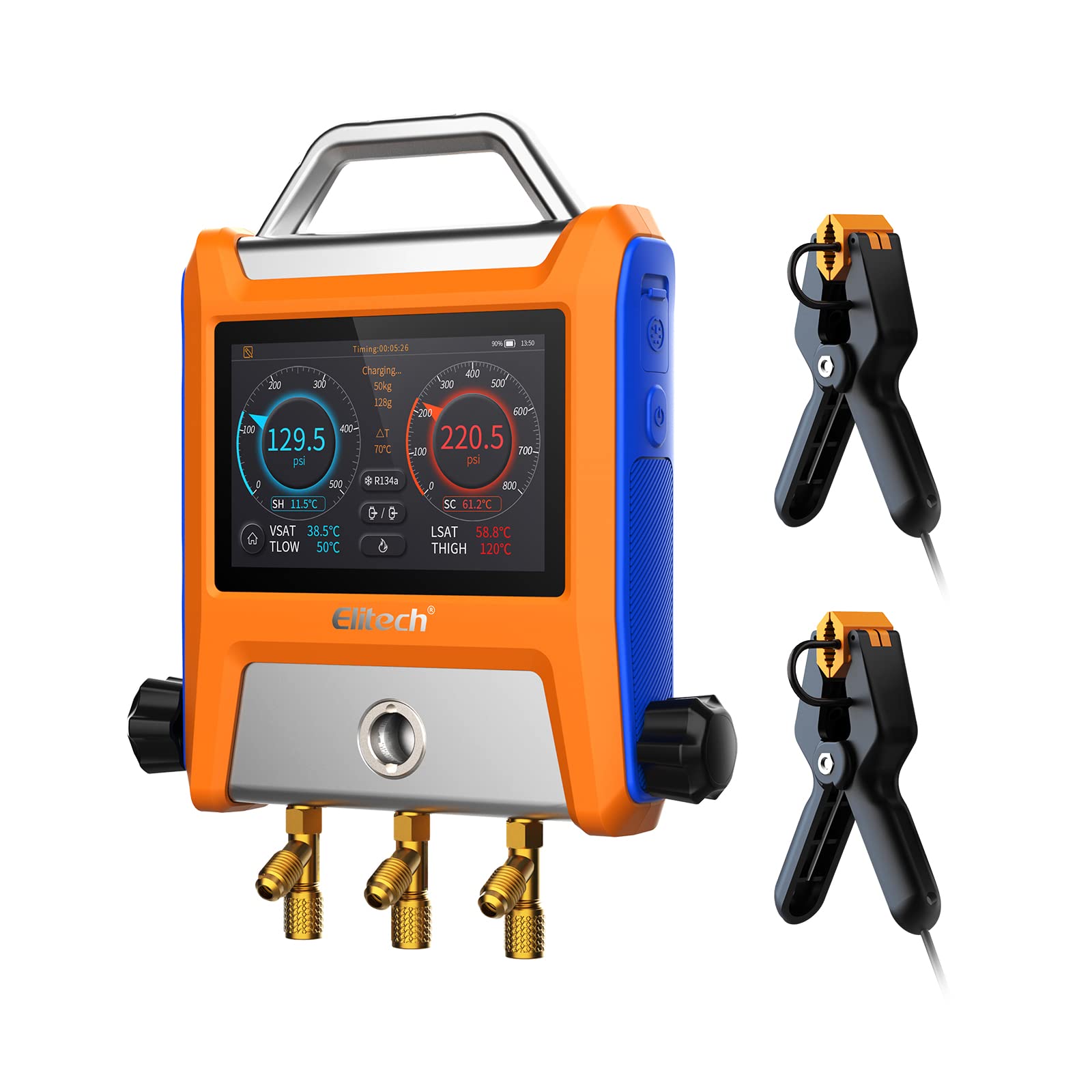 Elitech EMG-20V HVAC Digital Manifold Gauge - 3 Port with Vacuum Sensor for AC Repair