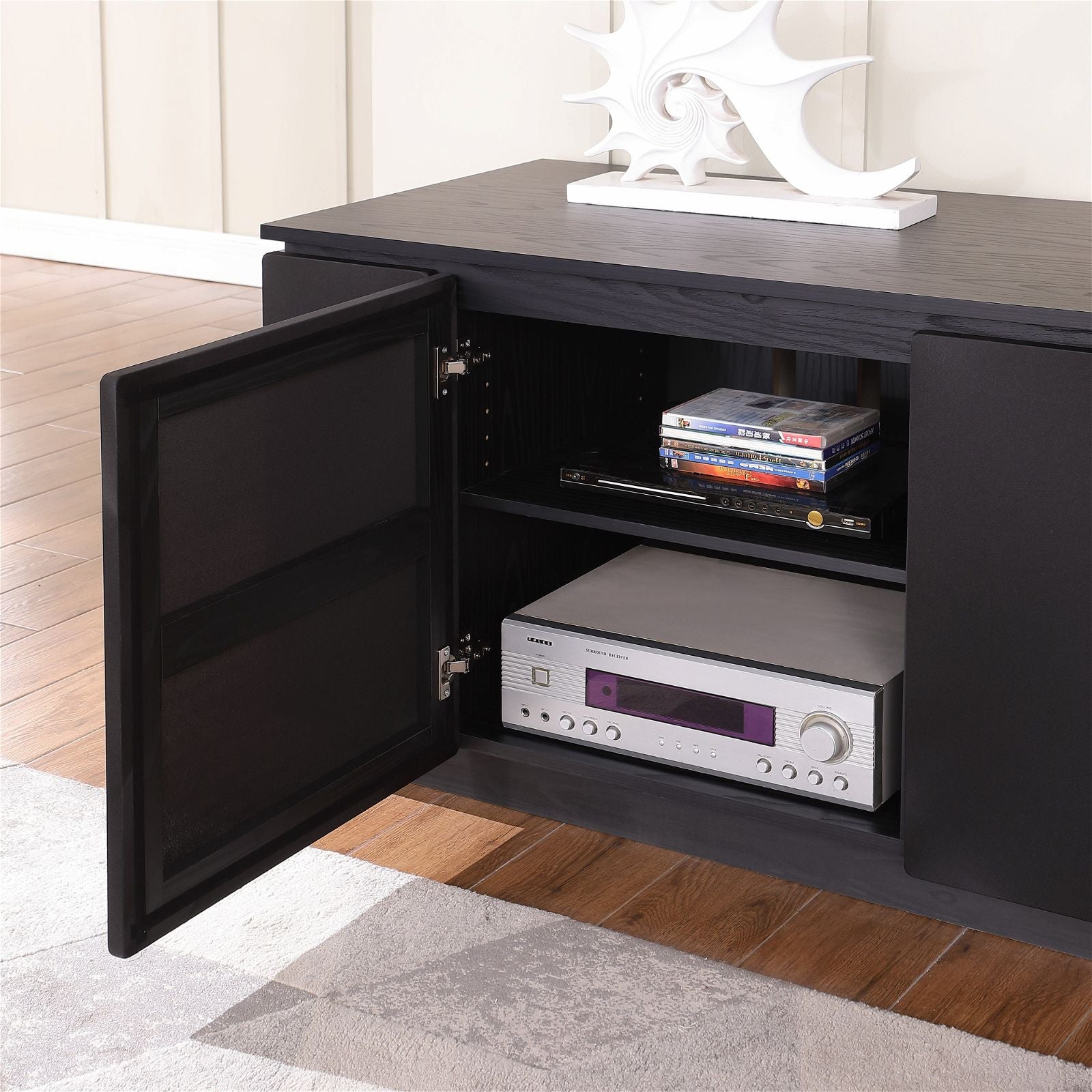 Tauris Broadway 2250BLK TV Stand Entertainment Center - Modern TV Console for Living Room, Bedroom & Home Theater