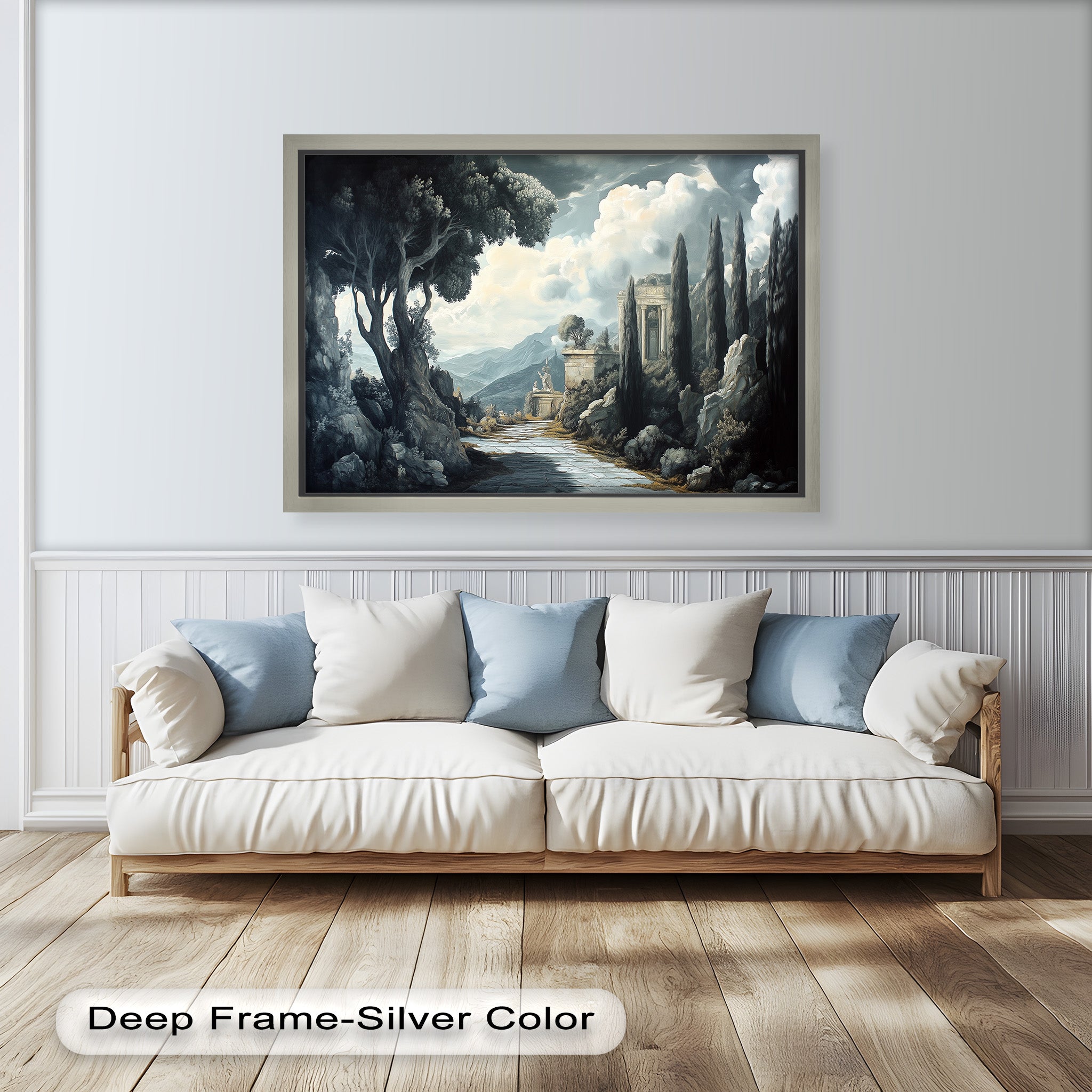 Ancient Pathway to the Temple - Hand Painted Classical Landscape Oil Canvas Art for Home Decor, Office & Living Room Wall