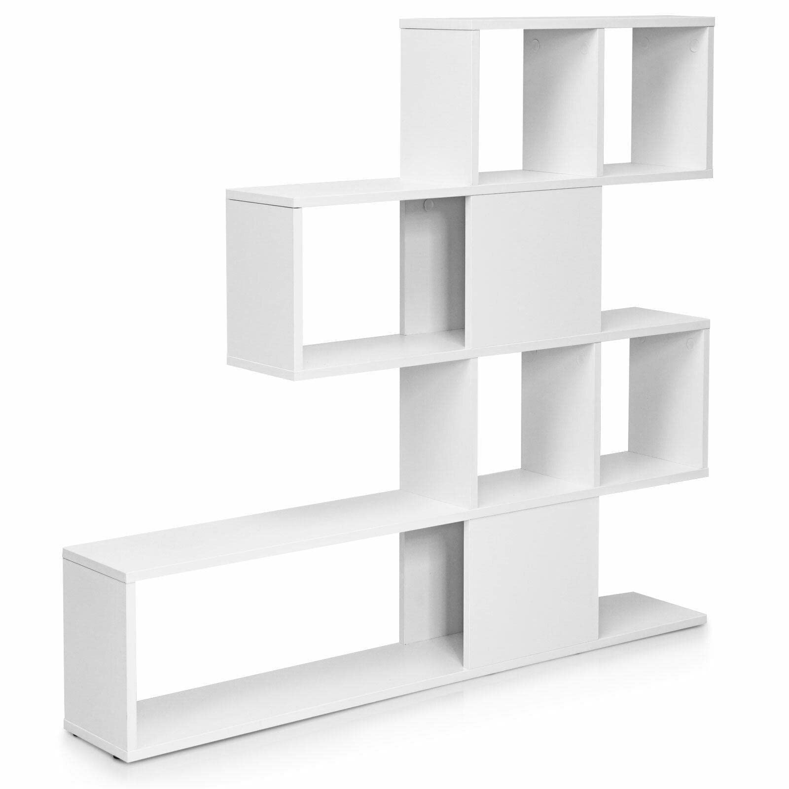 5-Tier White Ladder Bookcase - Corner Bookshelf for Home & Office Decor