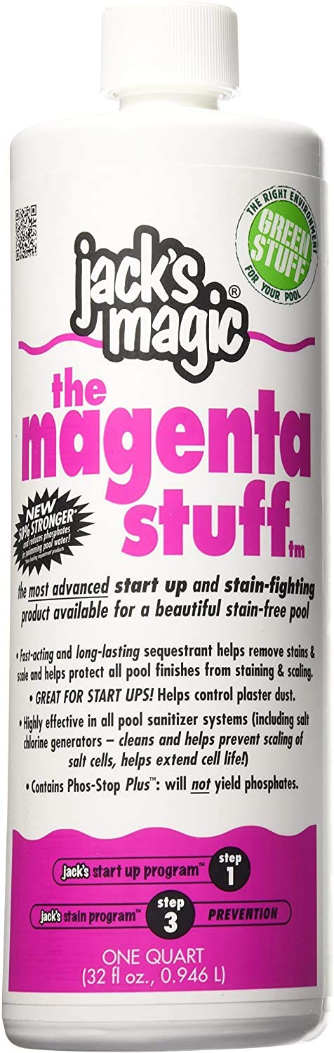 Jack's Magic The Magenta Stuff - 32 Ounce (3 Pack) | Pool & Spa Stain Remover for Swimming Pools, Hot Tubs & Fountains | Effective Water Stain Treatment