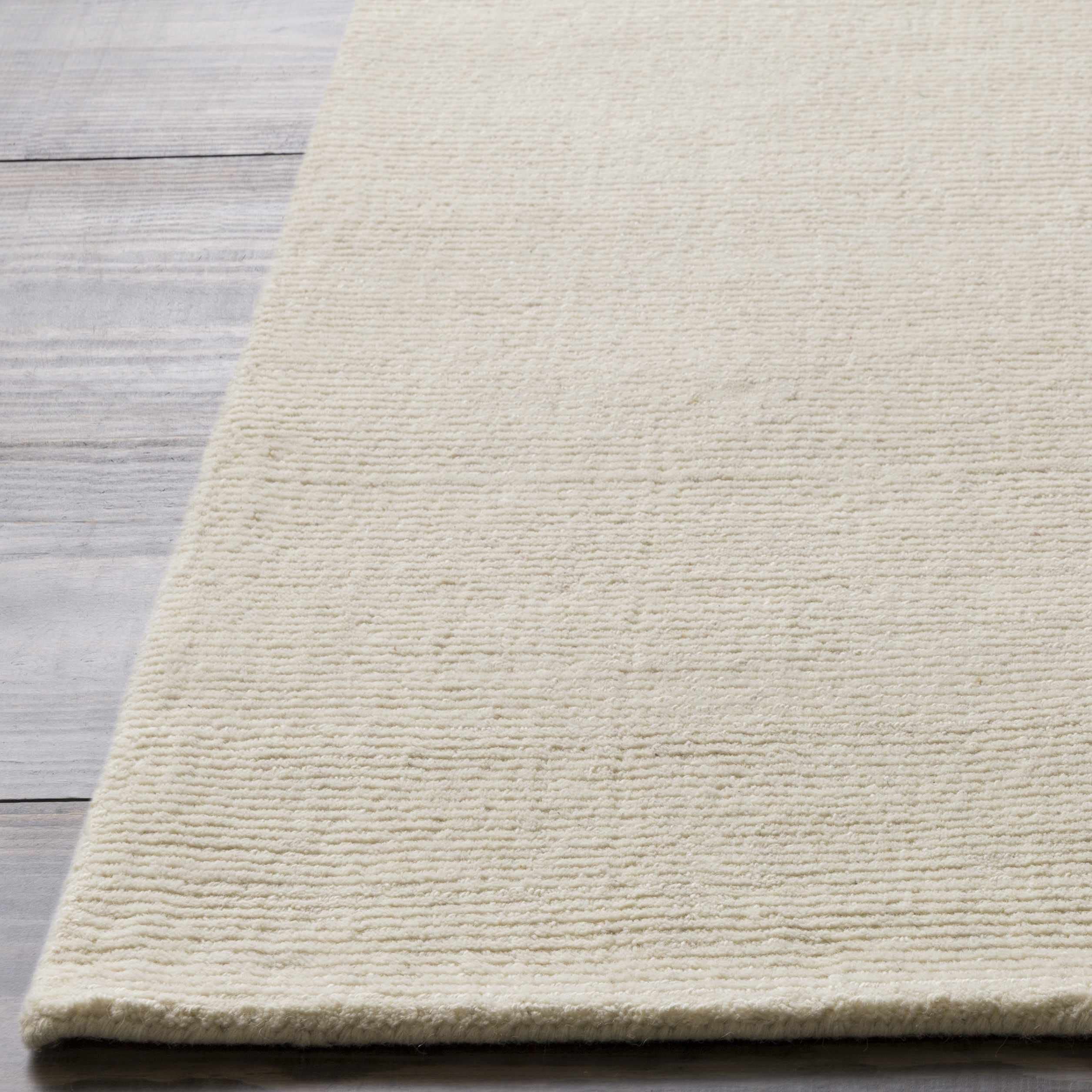 Hand Loomed 100% Wool Solid Beige Runner Rug - Modern Farmhouse Style for Hallway, Entryway, Living Room & Bedroom - Medium Pile Cream Area Rug 2'6