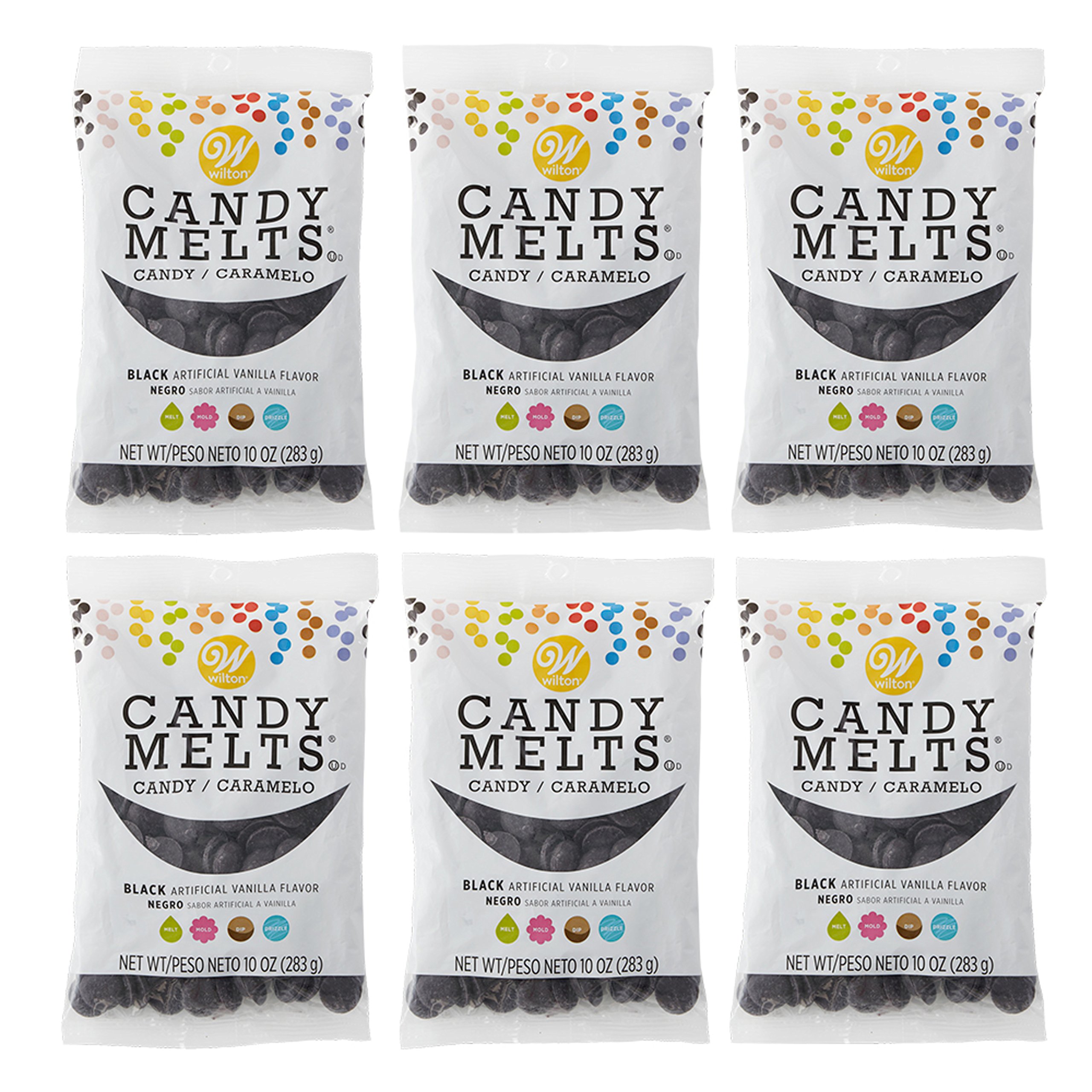 Wilton 10 oz. Black Candy Melts® - 6 Pack Bulk Candy for Baking, Cake Decorating & Chocolate Dipping - Perfect for Halloween, Christmas & Party Treats