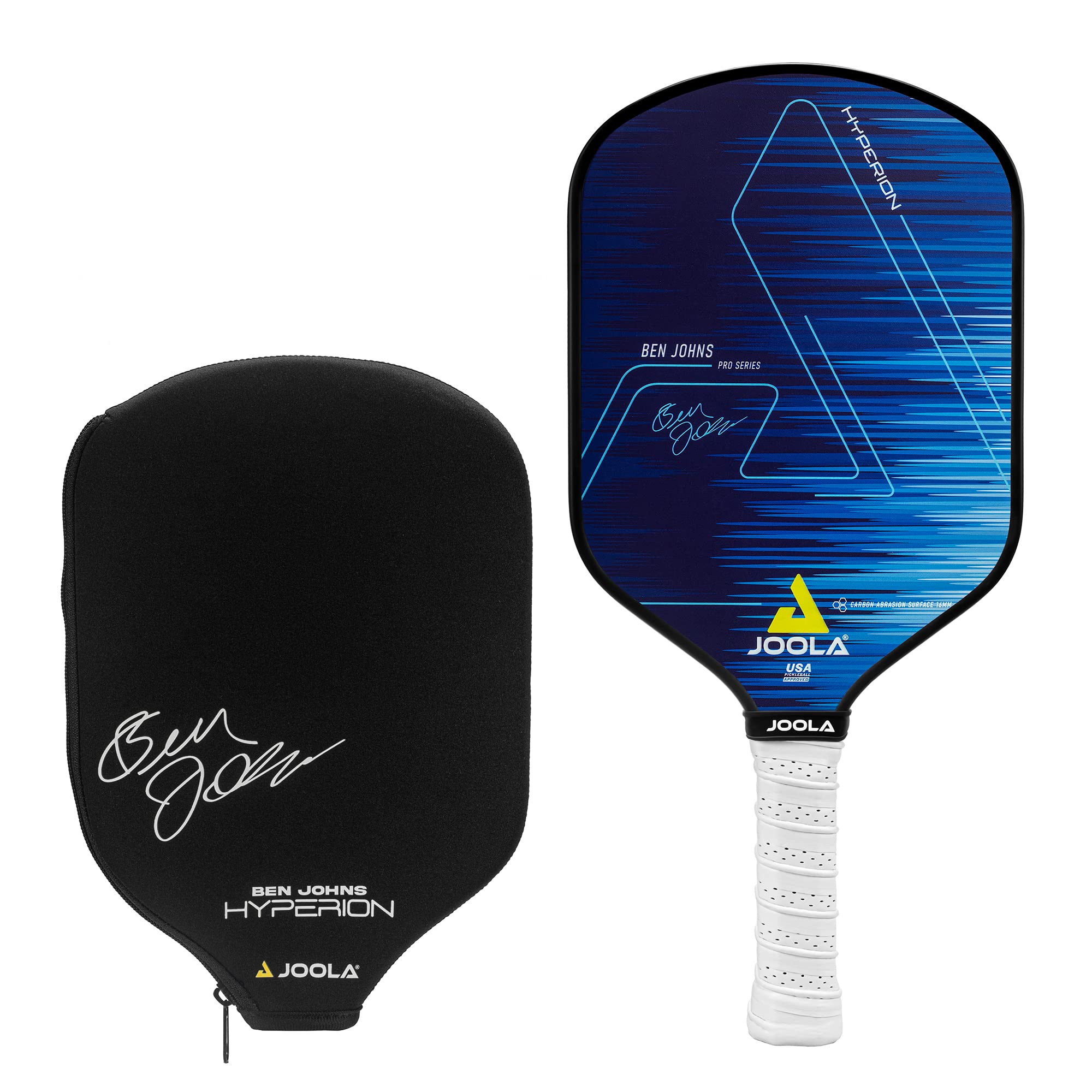 JOOLA Ben Johns Hyperion Pickleball Paddle - USAPA Approved Carbon Fiber Paddle with Honeycomb Polypropylene Core - Enhanced Power & Spin Control - Carbon Surface & Ergonomic Elongated Handle for Sure-Grip - Perfect for Competitive Play & Recreational Pickleball Games