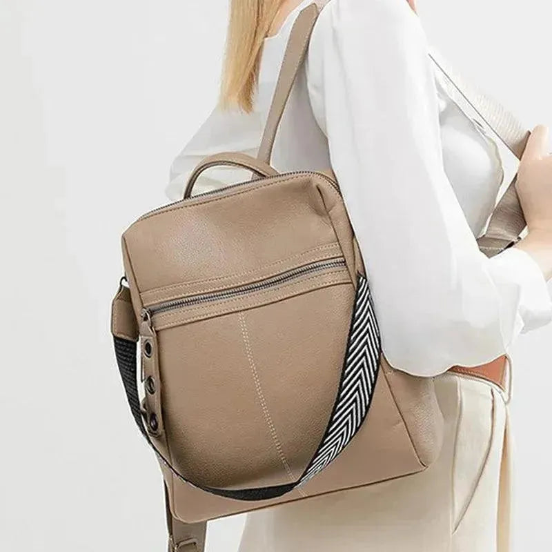 Stylish PU Leather Large School Backpack for Students - Durable Laptop Backpack with Multiple Pockets for College, Work & Travel