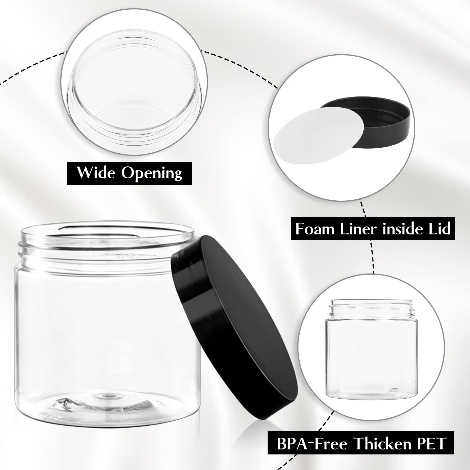 36 Pack 4 Oz BPA-Free Plastic Jars with Lids & Labels - Clear Round Empty Cosmetic Containers for Lotion, Cream, Ointment, Body Butter - Perfect for DIY Beauty Products, Travel Storage & Slime Making (36 Count)