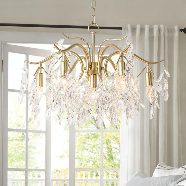 Dorale Modern Chandelier - Elegant Crystal Ceiling Light Fixture for Dining Room, Living Room & Bedroom | Energy Efficient LED Lighting | Perfect for Home Decor & Interior Design