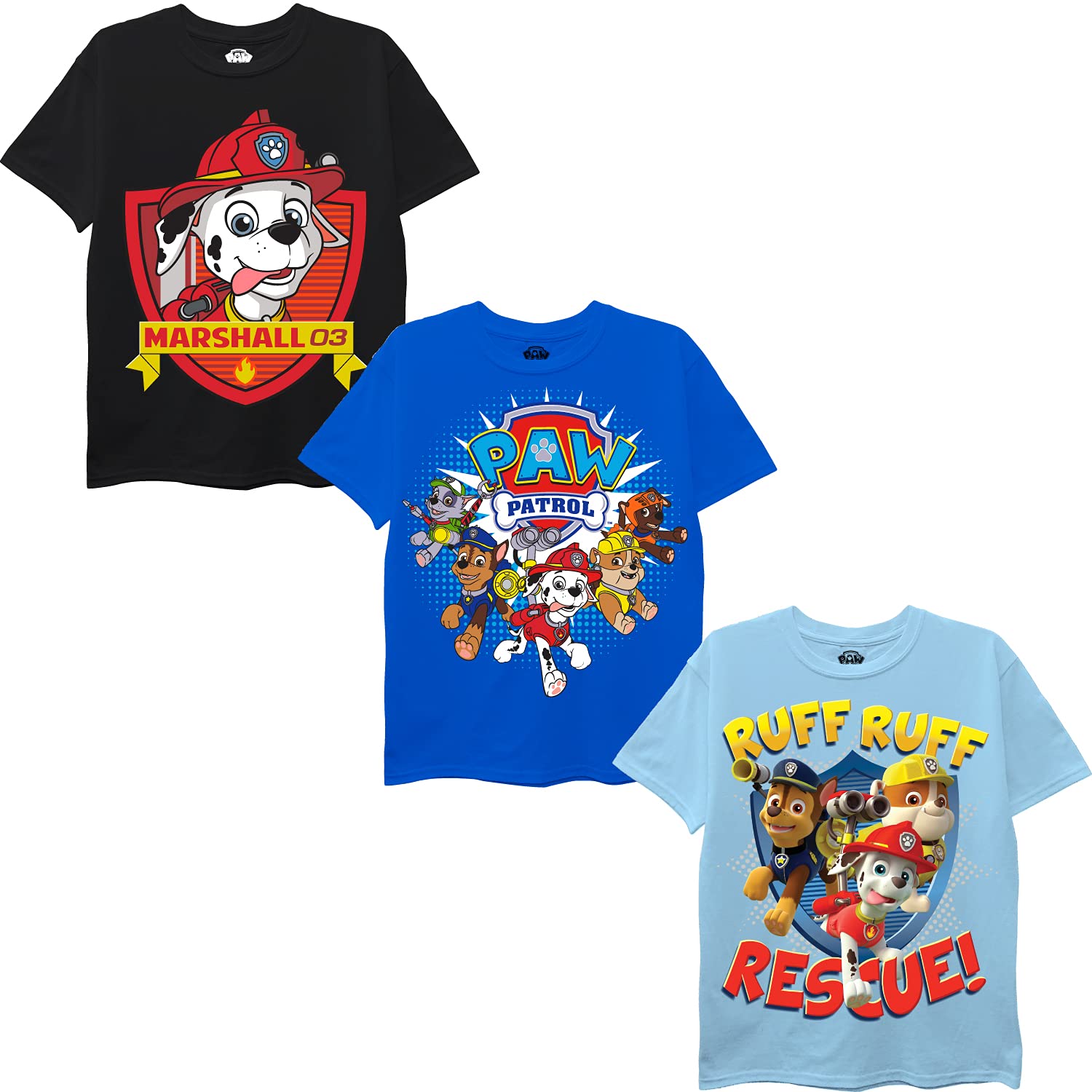 Paw Patrol Boys' 3-Pack T-Shirts - Official Nickelodeon Licensed Kids' Graphic Tees for School, Play & Everyday Wear