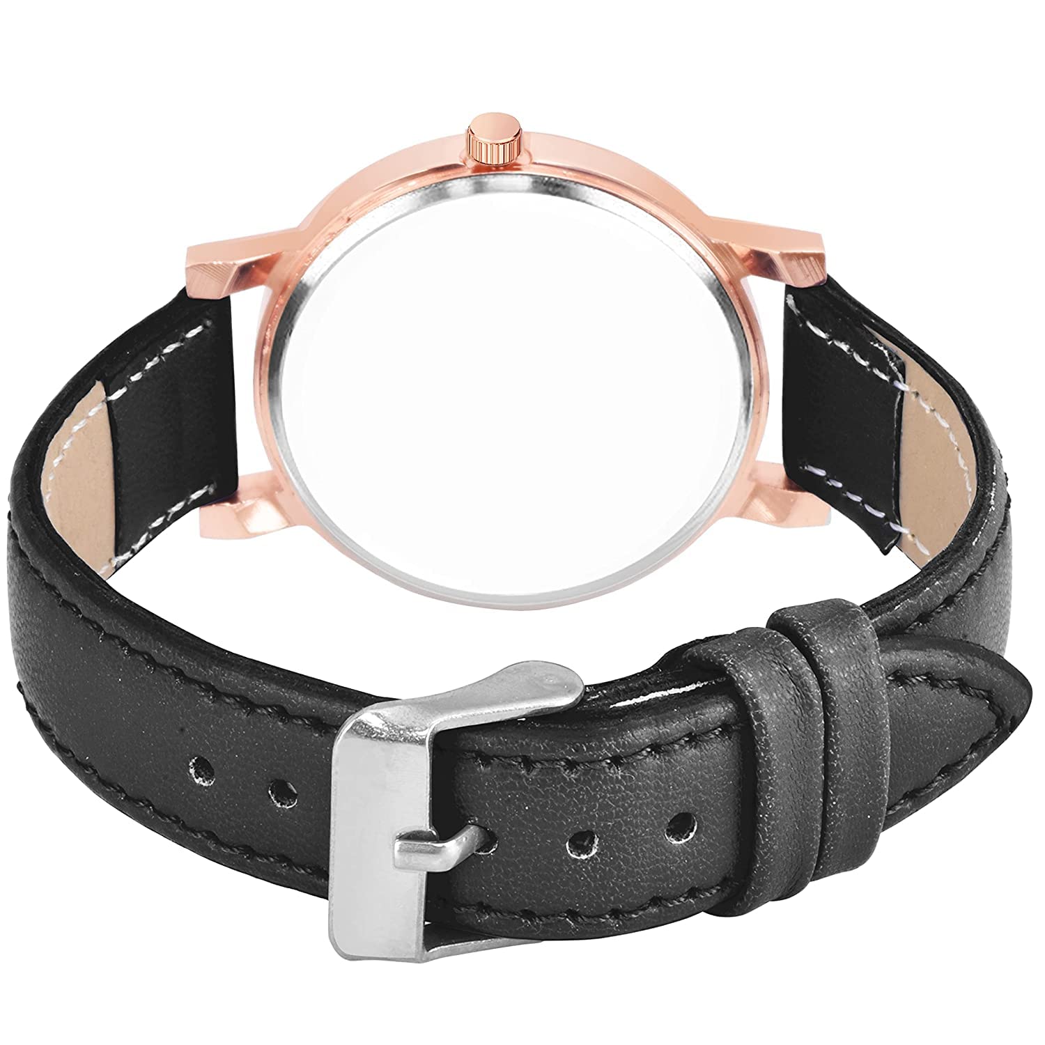 Elegant Floral Analog Watch for Women & Girls - Leather Strap Dress Watch with Flower Pattern Dial (Black & Brown, Set of 2) | Perfect for Daily Wear, Office, Dating & Special Occasions