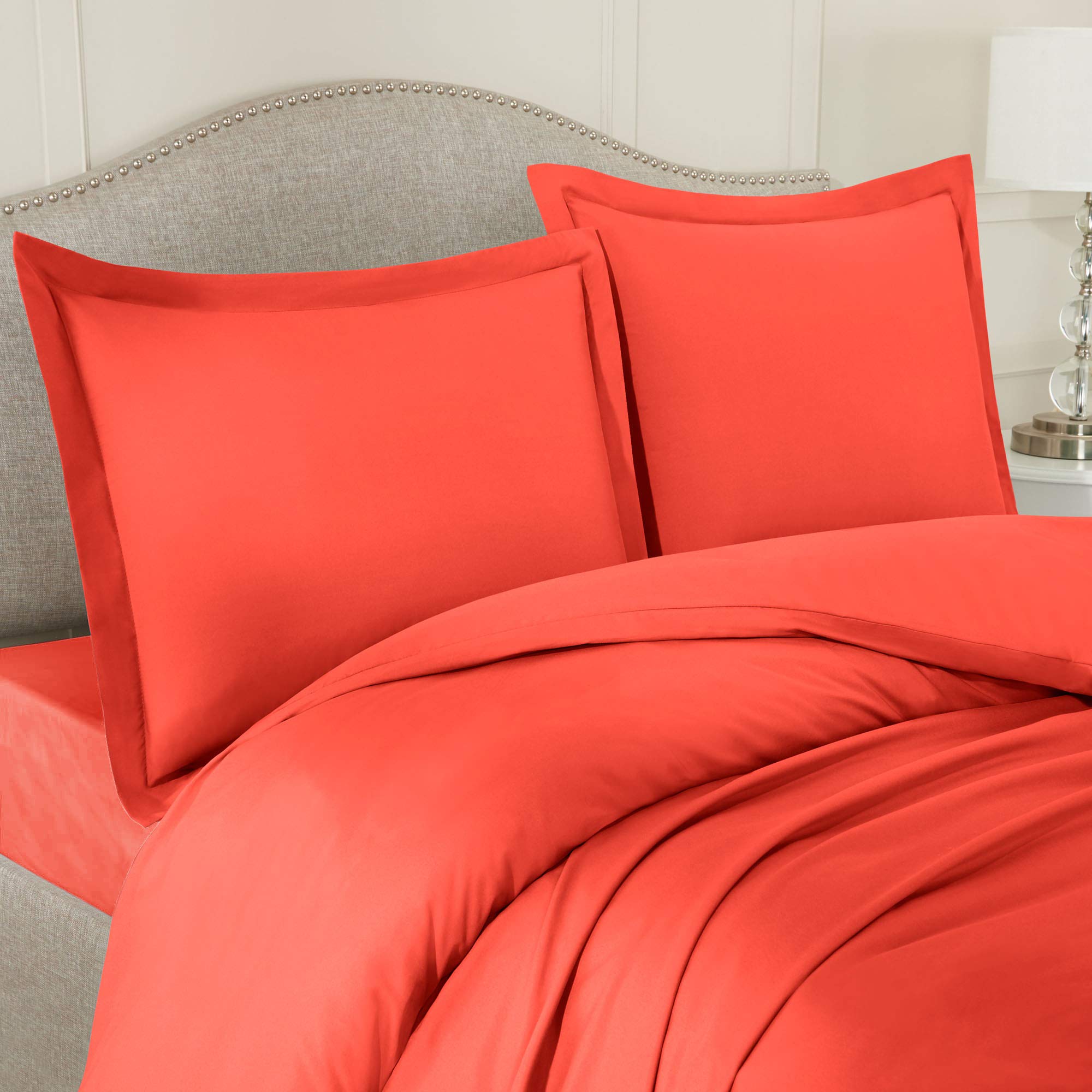 Premium King Size Bedding Set - Soft Microfiber Comforter Set with Duvet Cover & 2 Pillow Shams | Orange Luxury Bedding for Master Bedroom | Perfect for Home Decor & Guest Room Upgrade
