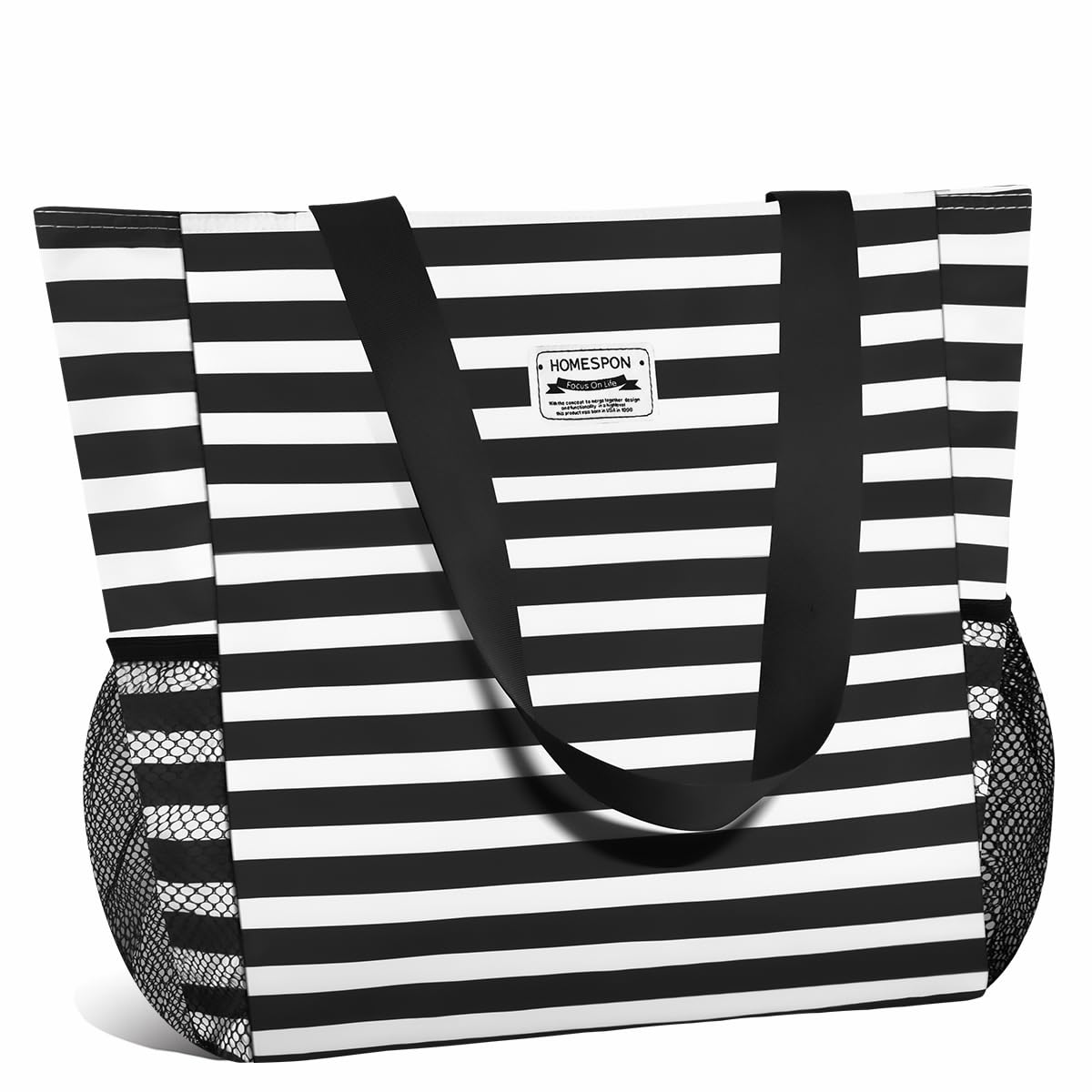 Waterproof Beach Tote Bag for Women - Large Sandproof Zippered Pool Bag with Pockets - Perfect for Travel, Gym, Vacation & Summer Outings