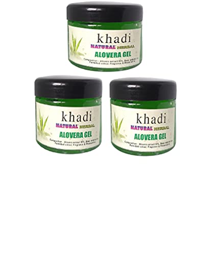 Khadi Natural Herbal Aloe Vera Multipurpose Beauty Gel - 180G Pure Organic Gel for Face, Skin & Hair Care | Treats Acne Scars, Dark Circles, Dandruff | Best for Oily Skin & Dry Brittle Hair | 3-Pack Bundle | Perfect for Daily Skincare Routine & Hair Treatment at Home