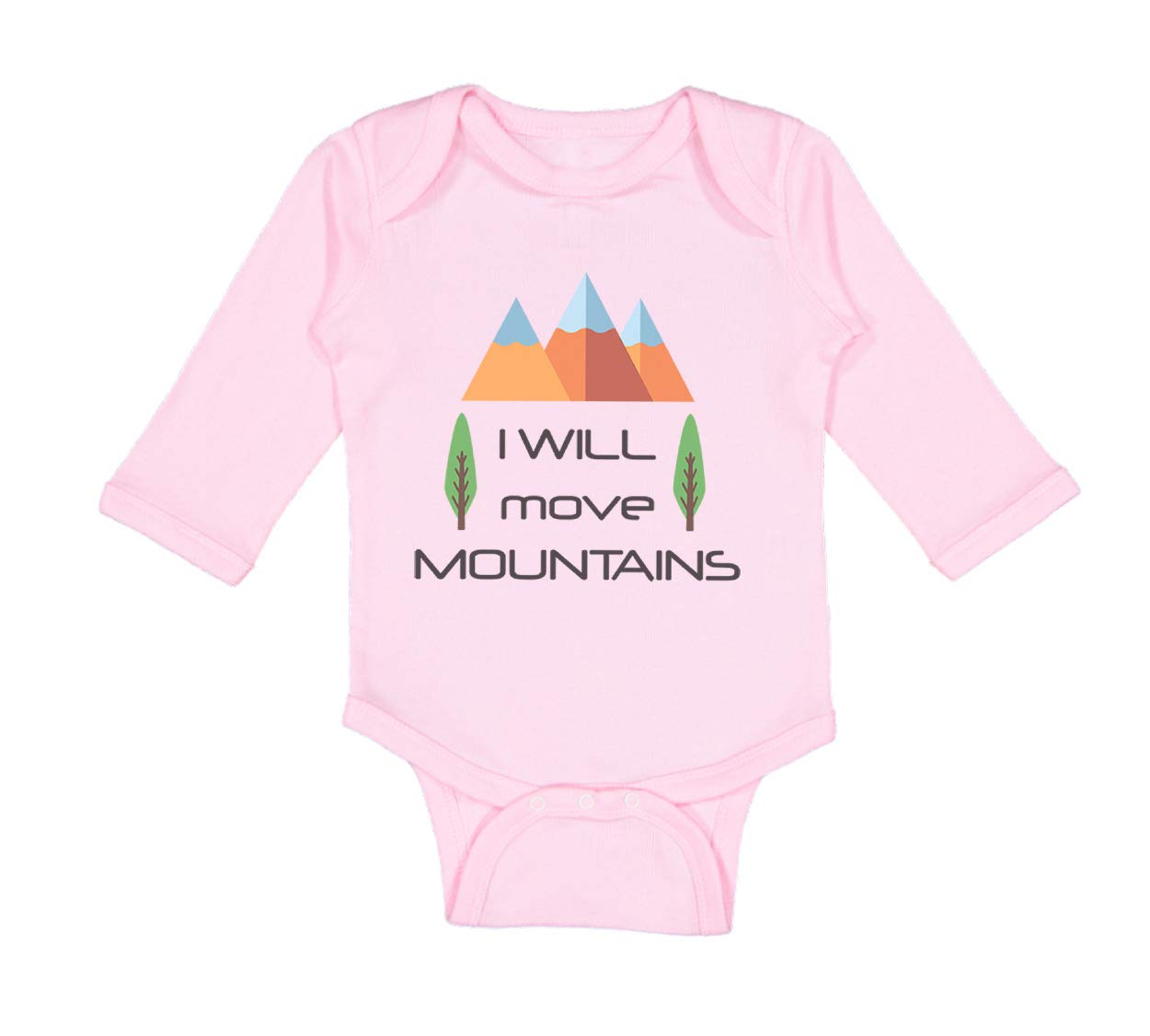 Baby Long Sleeve Bodysuit - Soft Cotton Onesie for Boys & Girls - I Will Move Mountains Design - Perfect for Playtime, Photoshoots & Everyday Wear