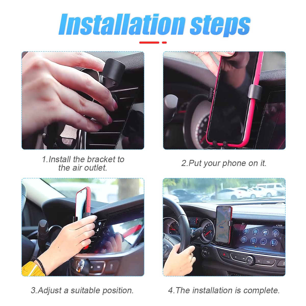 Universal Car Air Vent Phone Mount - Auto-Lock Gravity Stable Stand with Upgraded Clip | Hands-Free Vehicle Cradle Holder for iPhone, Samsung & All Smartphones | Perfect for Road Trips, Uber Drivers & Commuting (Blue)