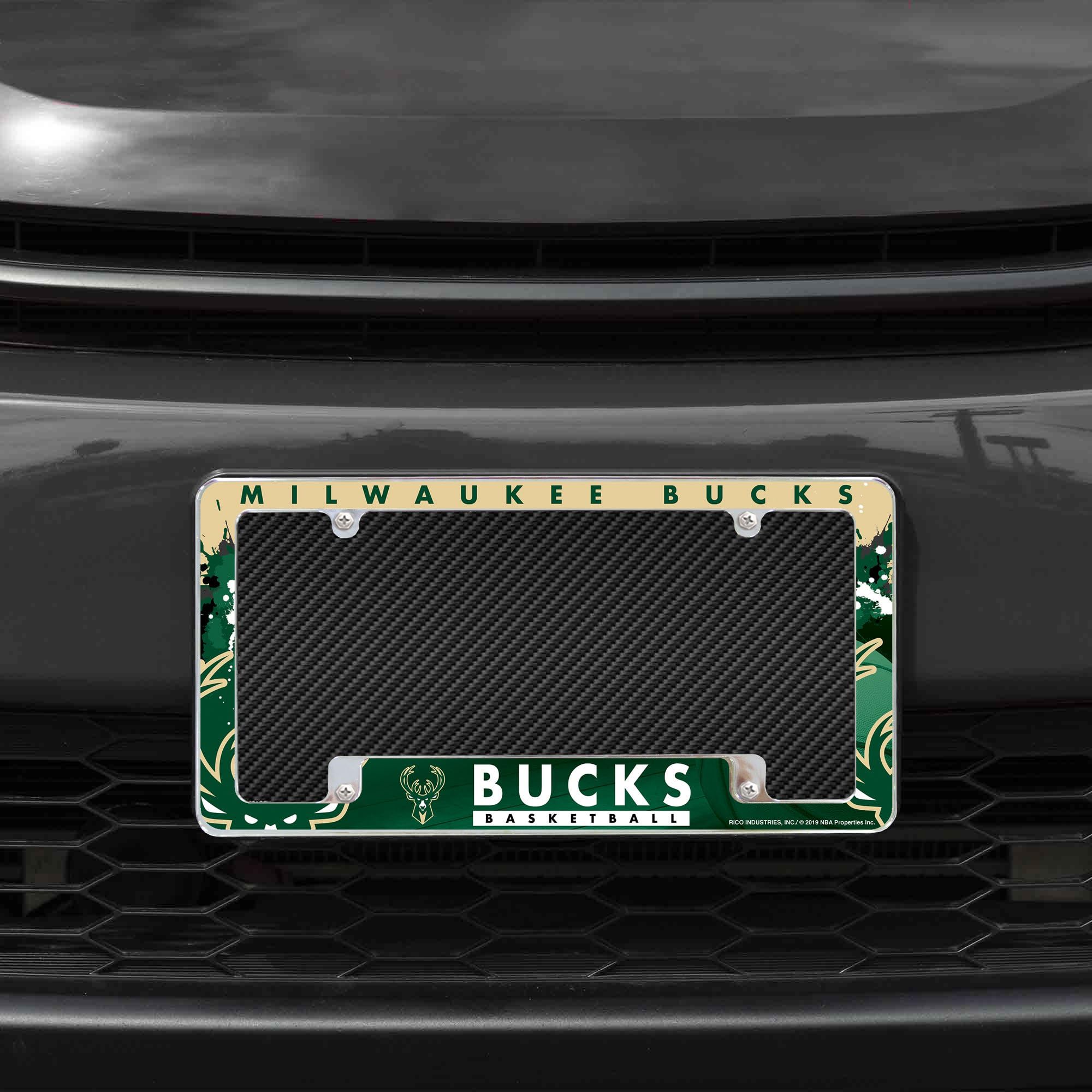 Milwaukee Bucks NBA Chrome Metal License Plate Frames - Set of 2, Bold Full Frame Design for Cars & Trucks - Perfect for Fans & Game Day Accessories