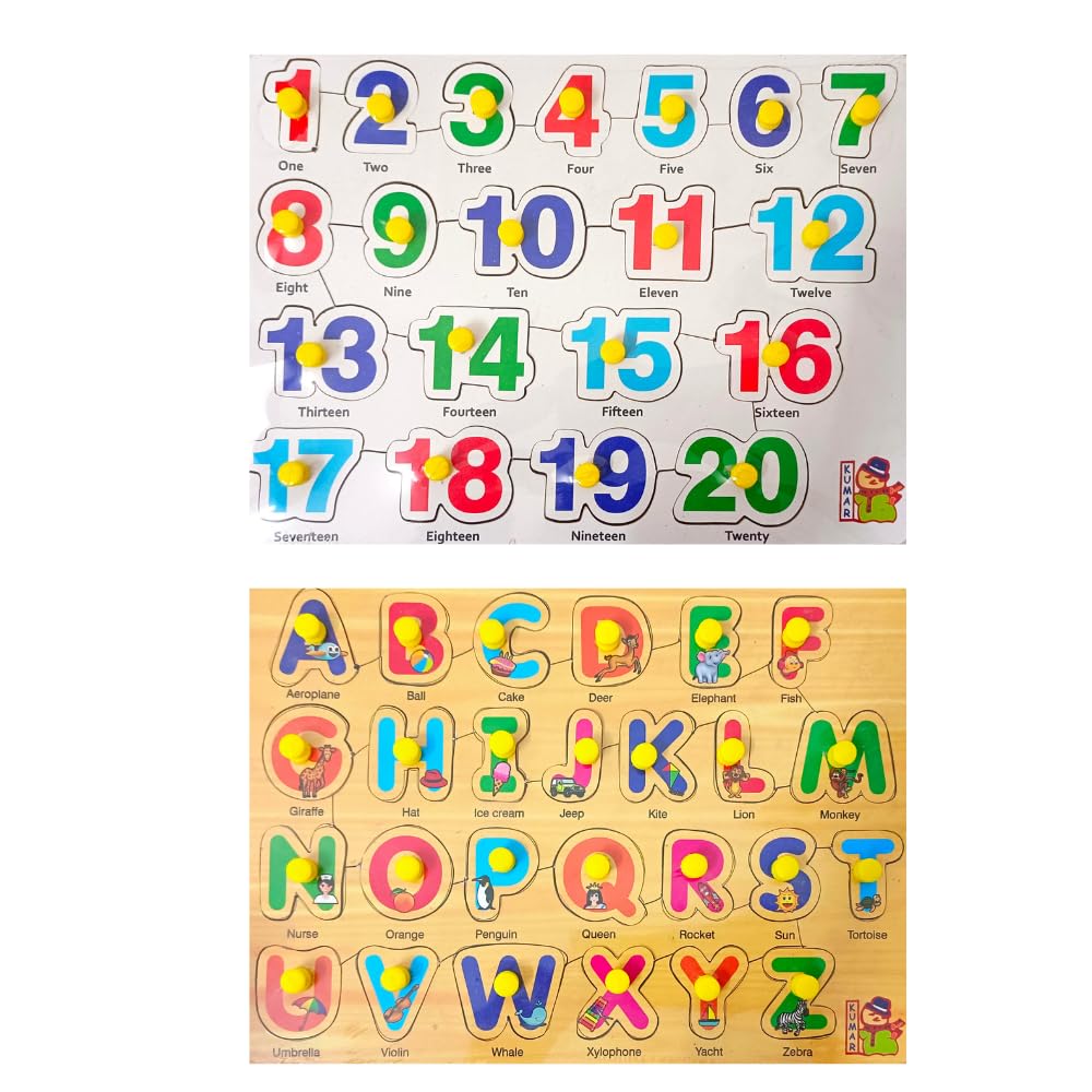 5-Piece Wooden Learning Puzzle Set for Kids & Adults - Number, Bird, Shape, Alphabet & Body Part Educational Toys | Montessori & Homeschooling STEM Activities for Toddlers 3+ Years