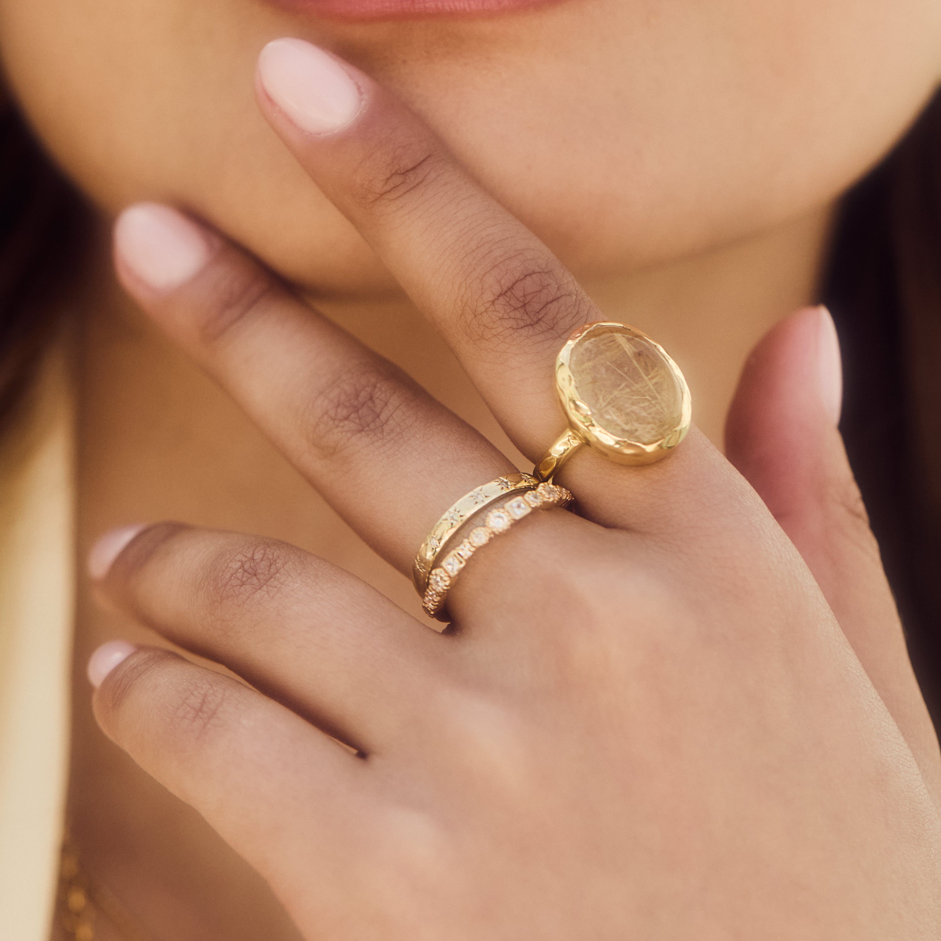 Caramel Quartz Molten Statement Ring for Women - Elegant Handmade Jewelry for Parties, Weddings & Special Occasions