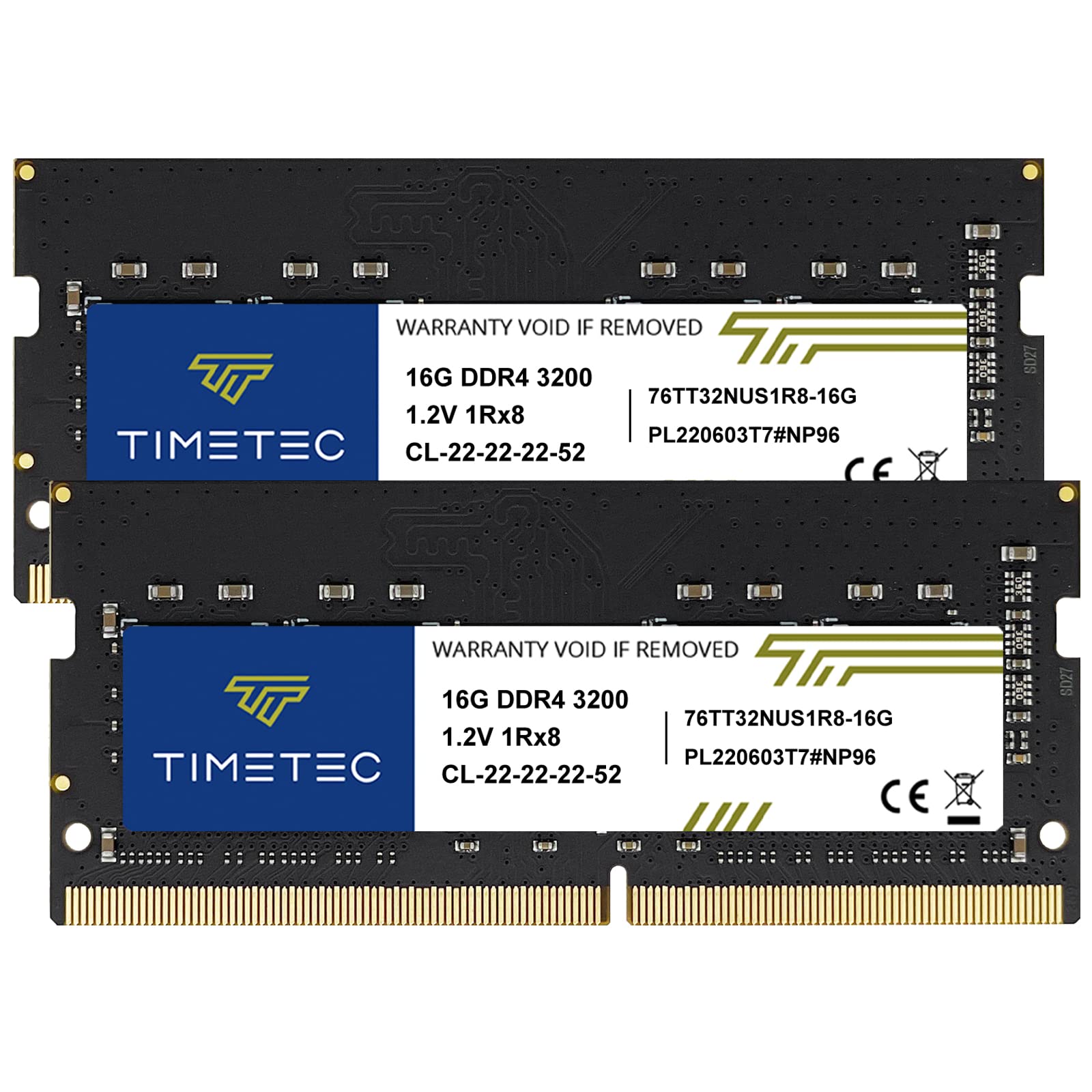 Timetec 32GB (2x16GB) DDR4 3200MHz SODIMM RAM Kit - 1.2V CL22 Non-ECC Unbuffered Memory for Gaming Laptops & Notebooks - Compatible with Intel/AMD PCs | Perfect for Gaming, Video Editing & Multitasking