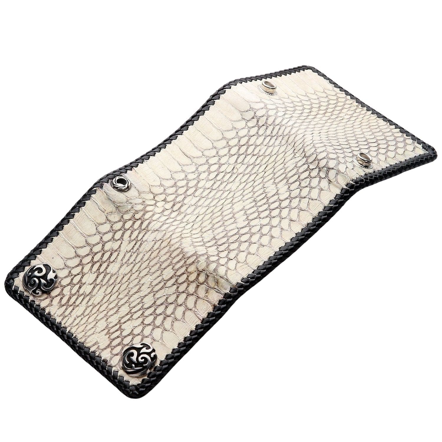 Genuine White Cobra Snake Leather Biker Wallet for Men - RFID Blocking Slim Bifold Wallet - Perfect for Motorcycle Riders, Travel & Everyday Use