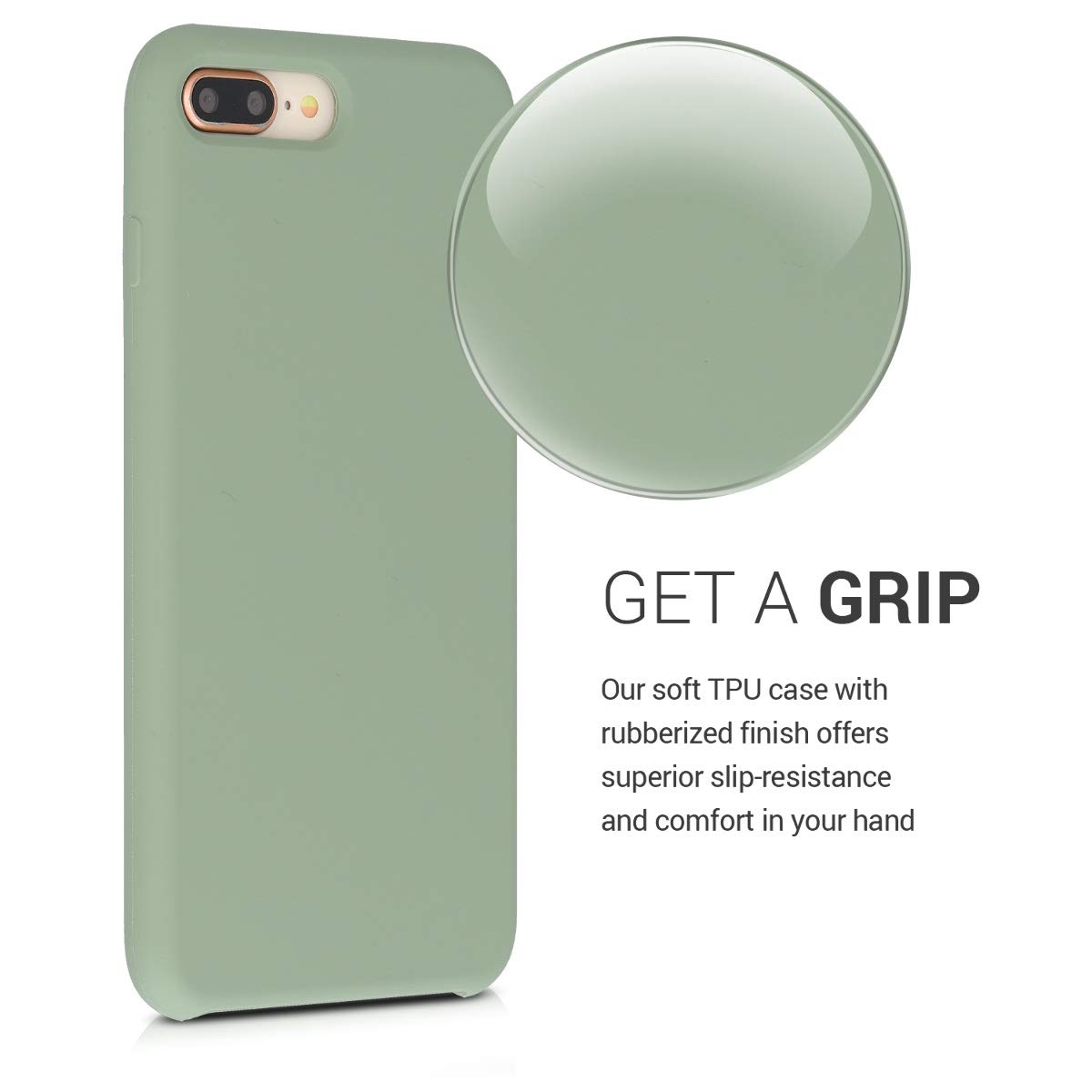 kwmobile Premium TPU Silicone Case for Apple iPhone 7 Plus/iPhone 8 Plus - Soft Protective Phone Cover in Gray Green - Perfect for Everyday Use & Drop Protection