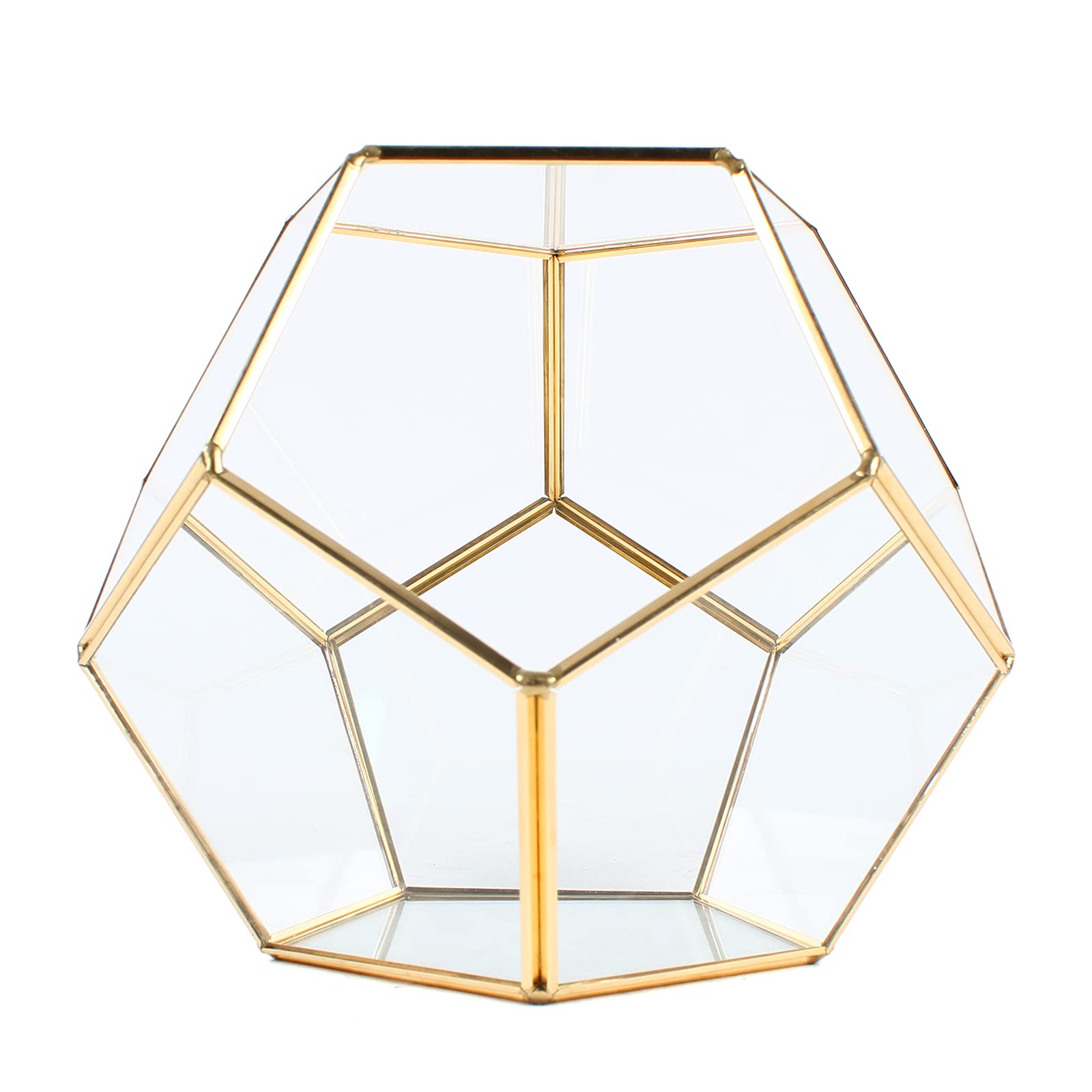 DYRABREST Golden Geometric Terrarium - Metal & Glass Succulent Planter, Air Plant Holder, Wedding Centerpiece, Jewelry Display, Candle Holder - Perfect for Home Decor, Office Desk & Gift Giving