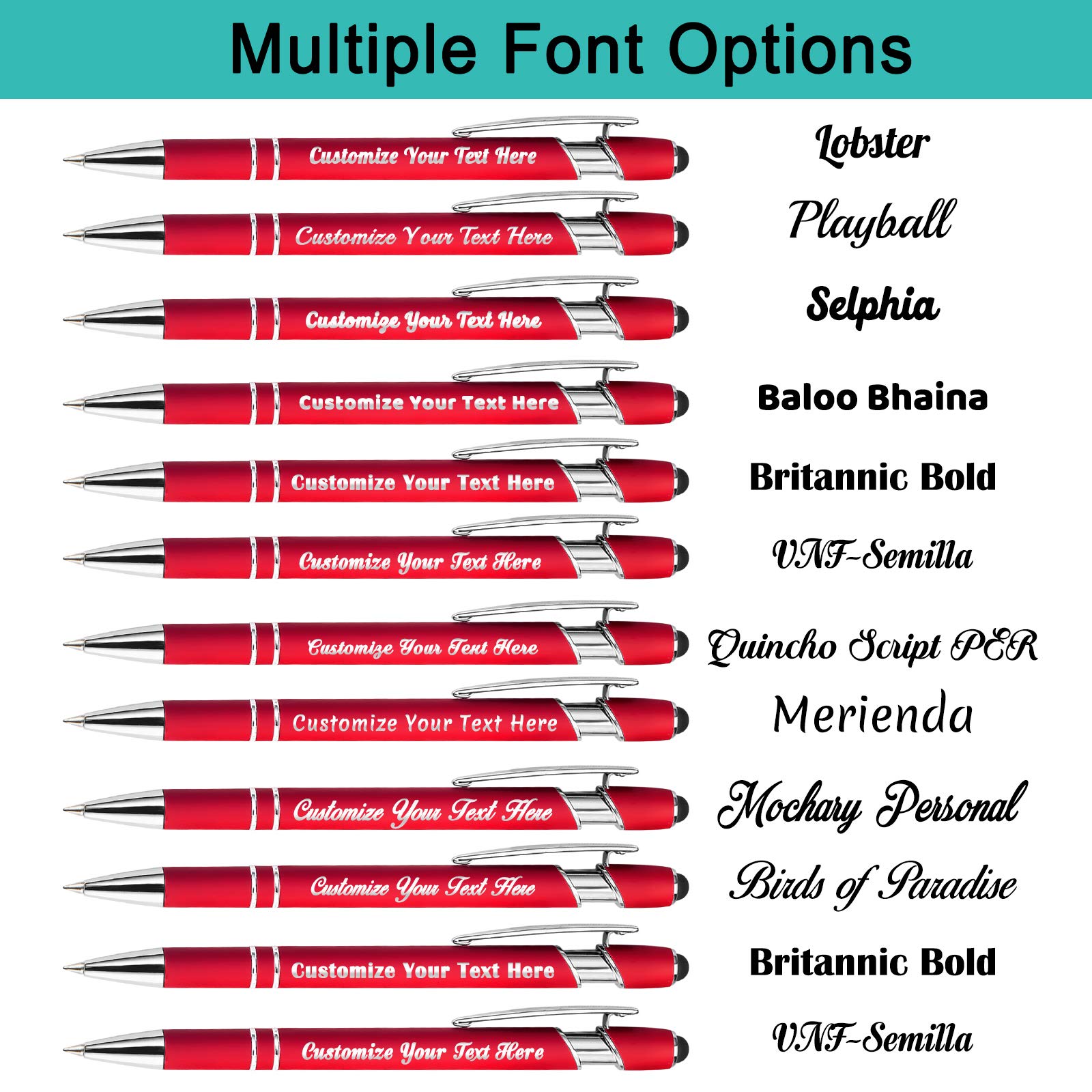 Aolun 216 Personalized Pens Bulk - Custom Engraved Stylus Pens with Soft Touch Metal, Name/Logo/Message Engraving - Ideal Graduation, Birthday, Boss & Teacher Gifts (Light Green) - Perfect for Office, School & Corporate Events