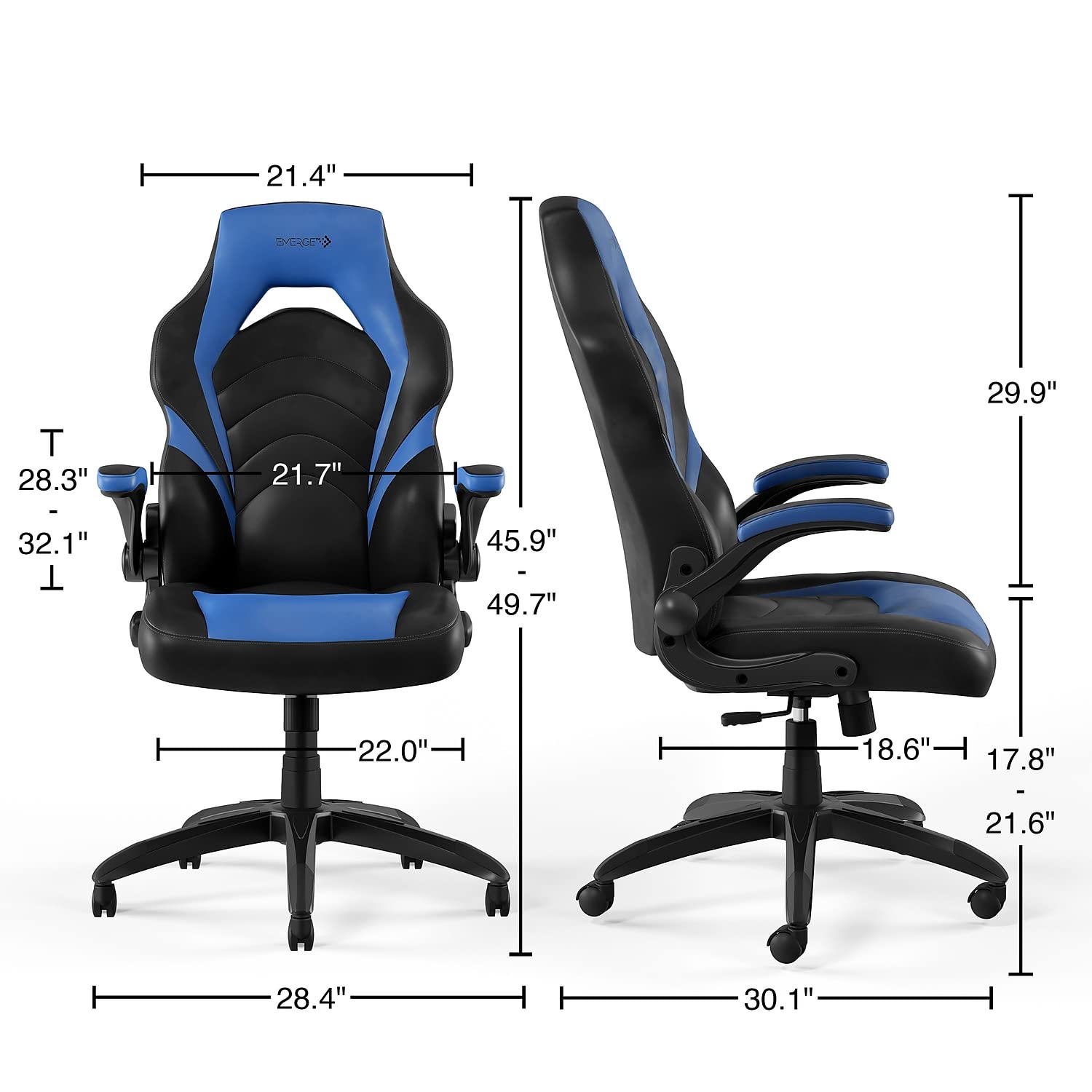 Premium Bonded Leather Gaming Chair with Ergonomic Design - Black & Blue for Ultimate Comfort | Perfect for PC Gaming, Office Work & Home Entertainment