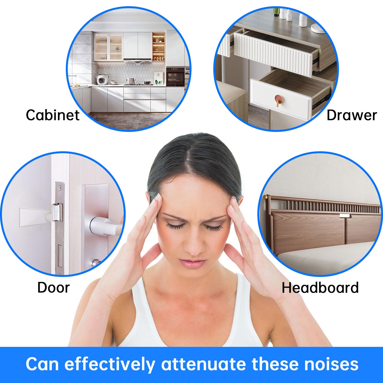 2 Inch Cuttable Cabinet Door Bumpers - Self Adhesive Furniture Pads for Noise Reduction & Anti-Shake Protection - Headboard Stopper & Wall Protectors for Bedroom, Kitchen, Office (12 Pack) - Perfect for Reducing Noise, Preventing Scratches & Stabilizing Furniture