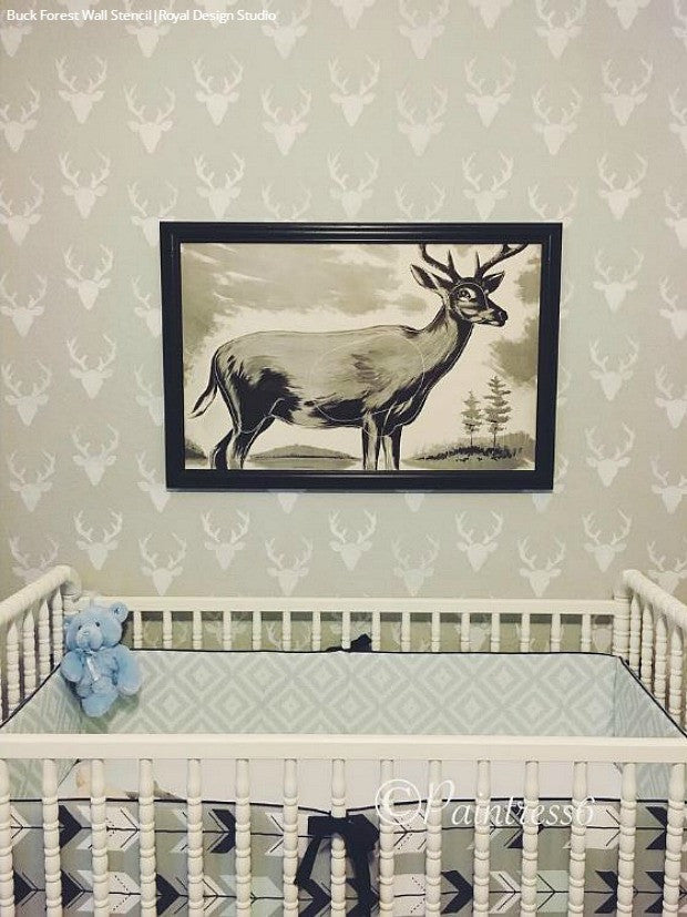 Buck Forest Bonnie Christine Wall Stencil - DIY Home Decor for Bedroom, Nursery & Living Room - Reusable Painting Template for Creative Wall Art Projects