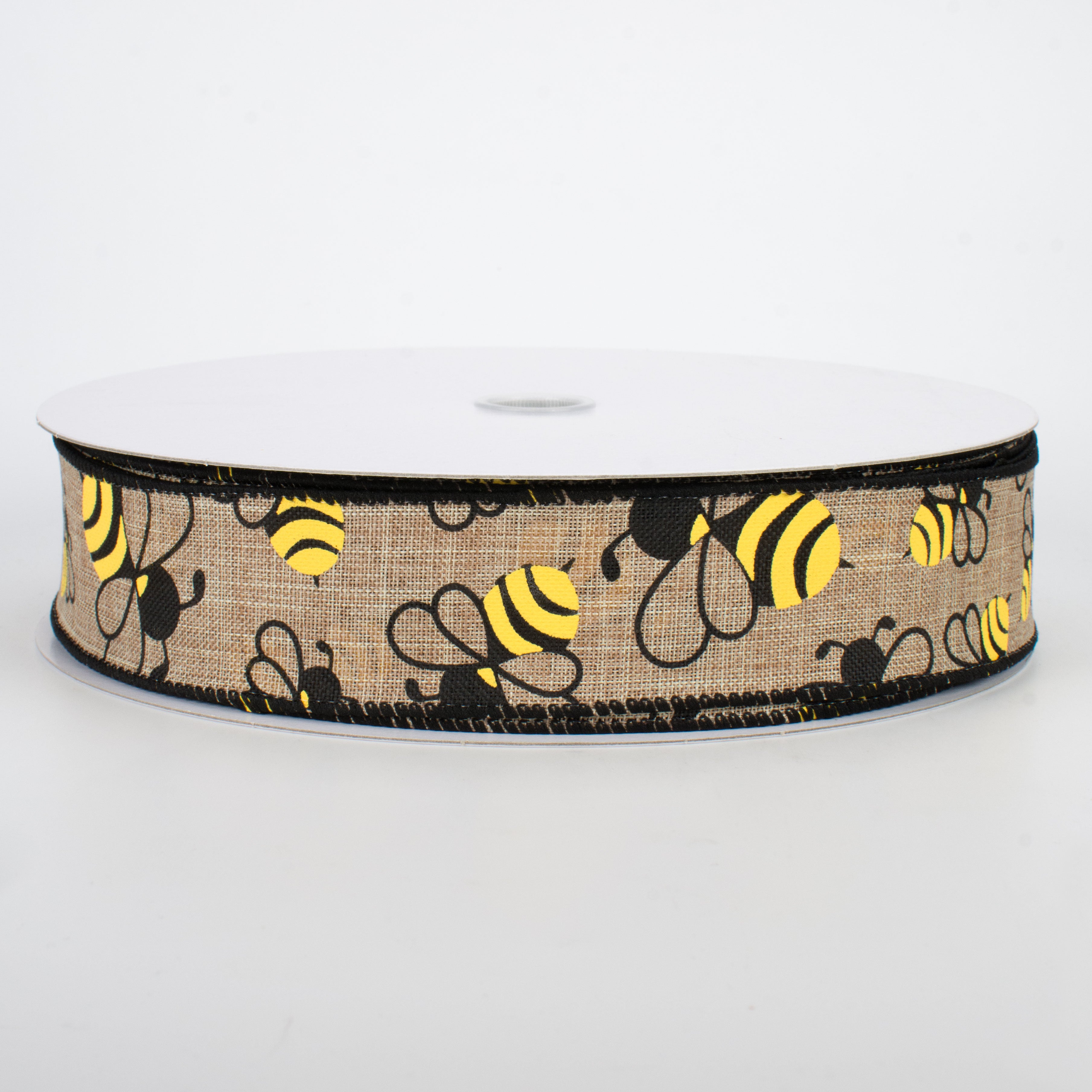 1.5 Inch Bumble Bee Faux Canvas Ribbon - 50 Yards Bulk Roll for DIY Crafts, Gift Wrapping, Scrapbooking & Home Decor