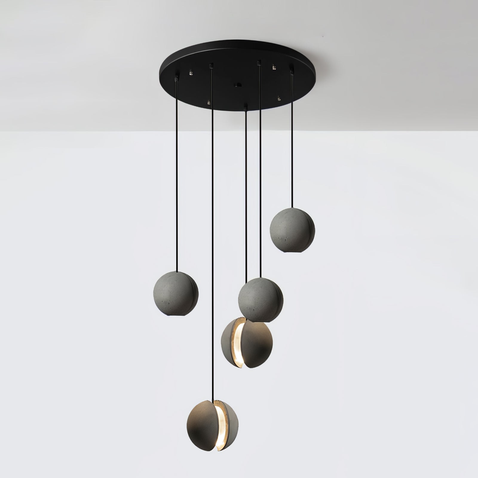Moon Concrete Pendant Light - Modern Industrial Ceiling Lighting Fixture for Dining Room, Kitchen, Bedroom & Living Room Decor