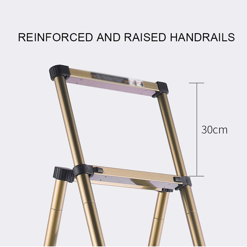 5-Tier Aluminum Folding Step Stool with Handgrip - Portable Lightweight Ladder for Home & Office Use - Perfect for Reaching High Shelves, Changing Light Bulbs & Home Organization