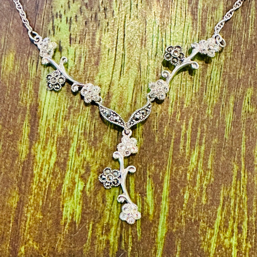 Sterling Silver Marcasite Cubic Zirconia 